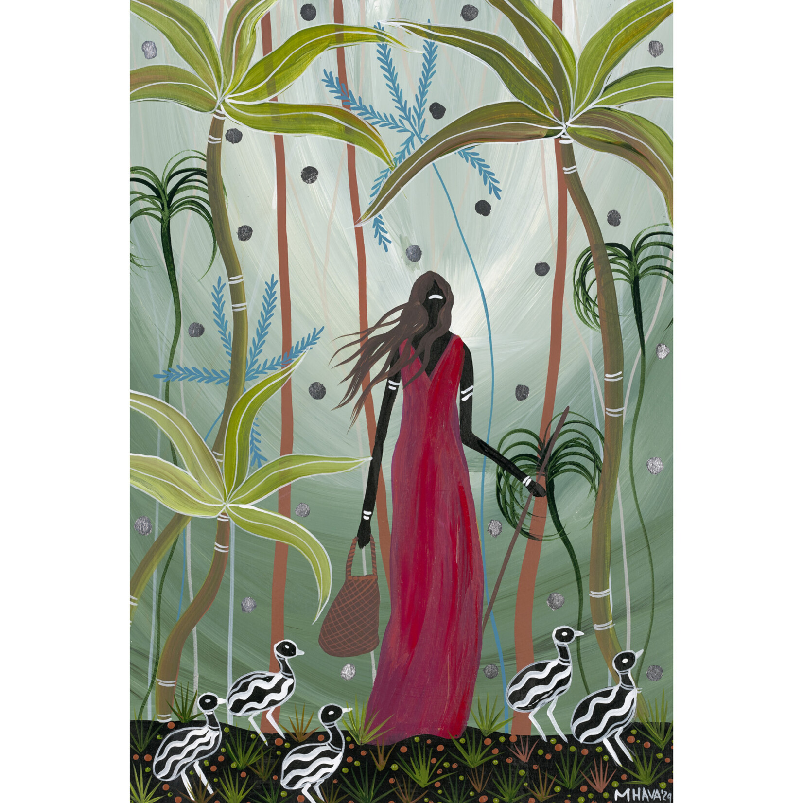 Melanie Hava, Caring for Cassowary Chicks | Reproduction print