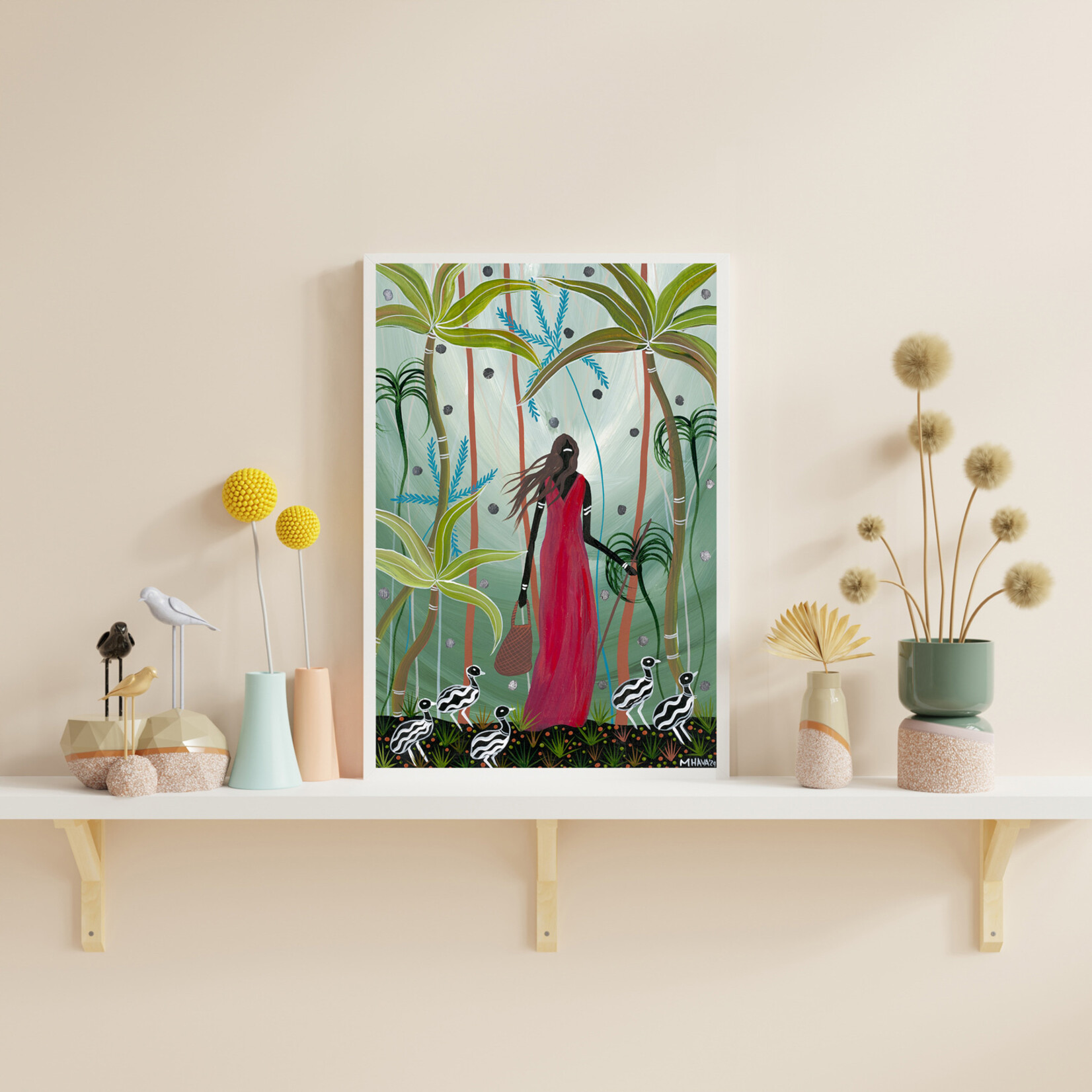 Melanie Hava, Caring for Cassowary Chicks | Reproduction print