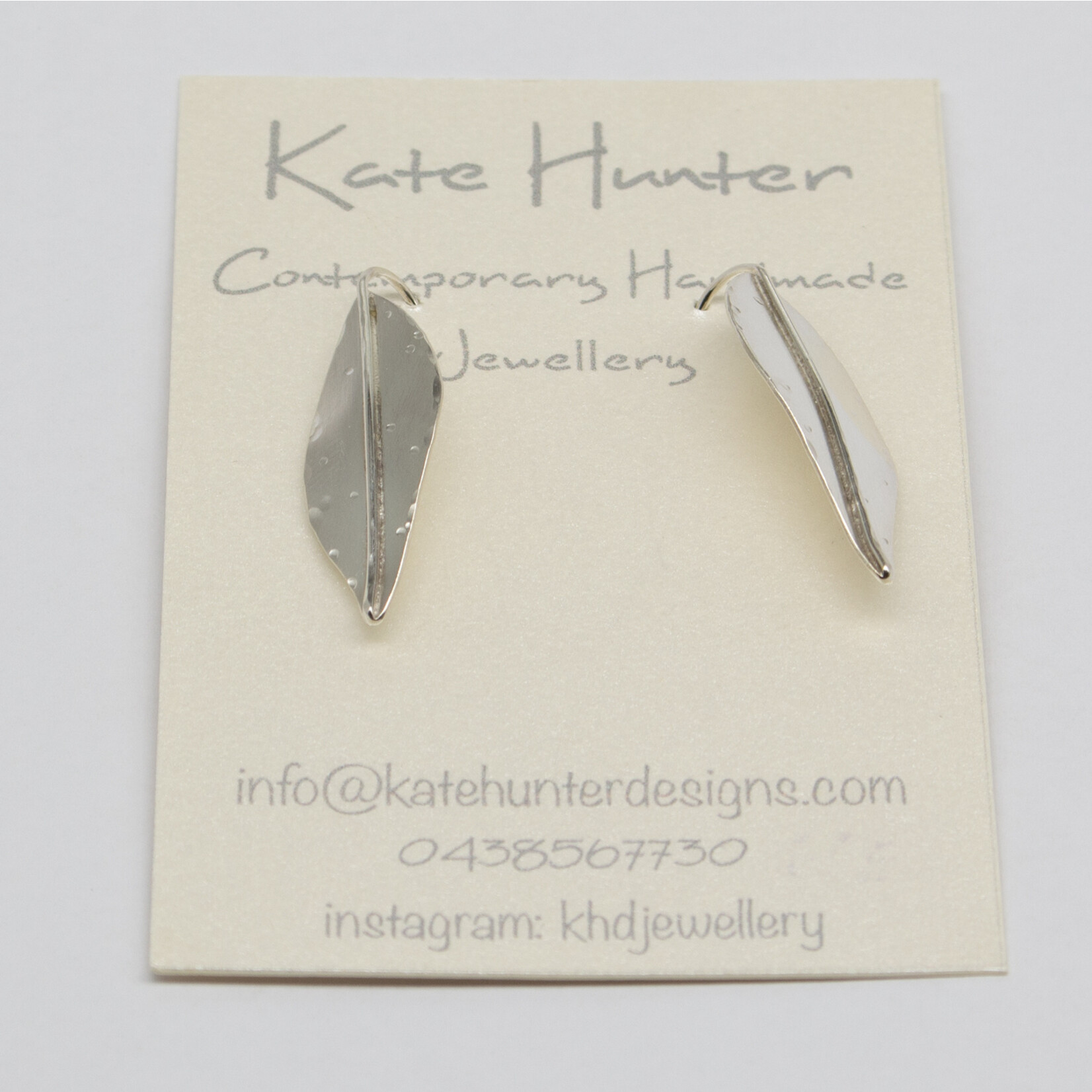Handmade earrings by Kate Hunter Designs - Silver Leaf Motifs