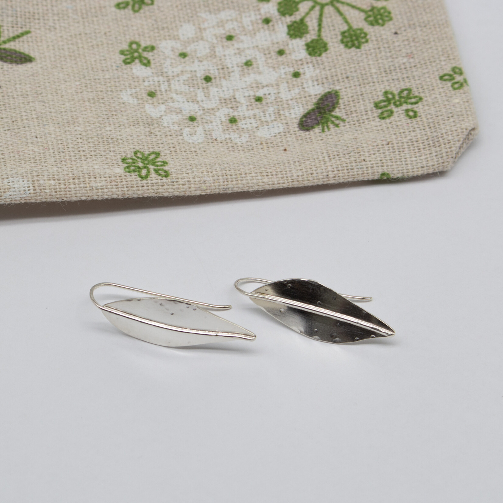 Handmade earrings by Kate Hunter Designs - Silver Leaf Motifs