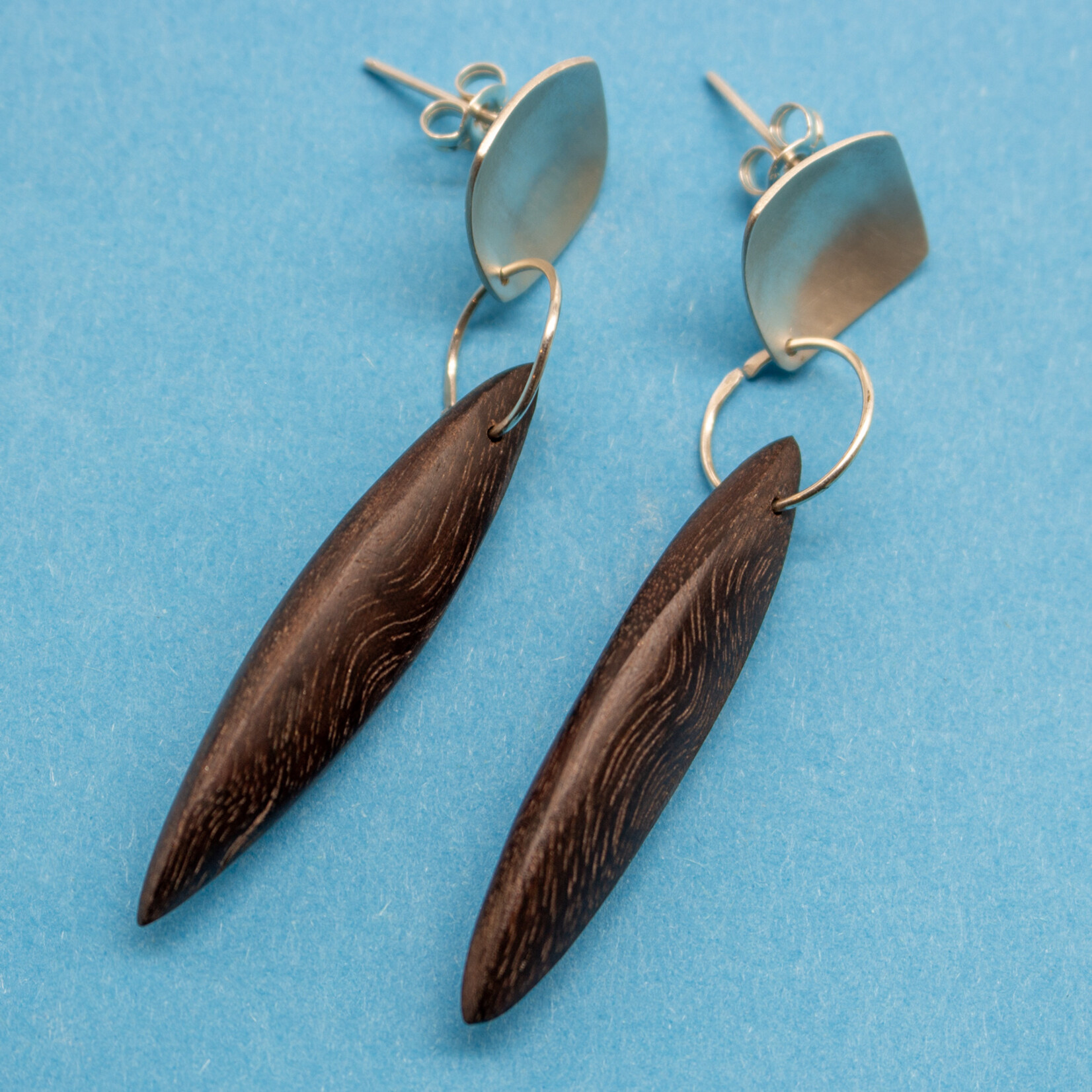 Handmade Earrings by Sarah Bourke – Rosewood and Sterling Silver Needle Drops