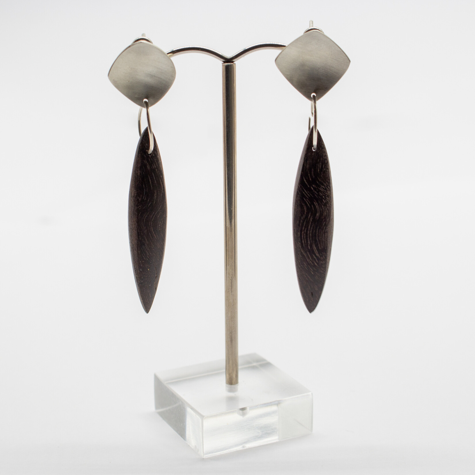 Handmade Earrings by Sarah Bourke – Rosewood and Sterling Silver Needle Drops