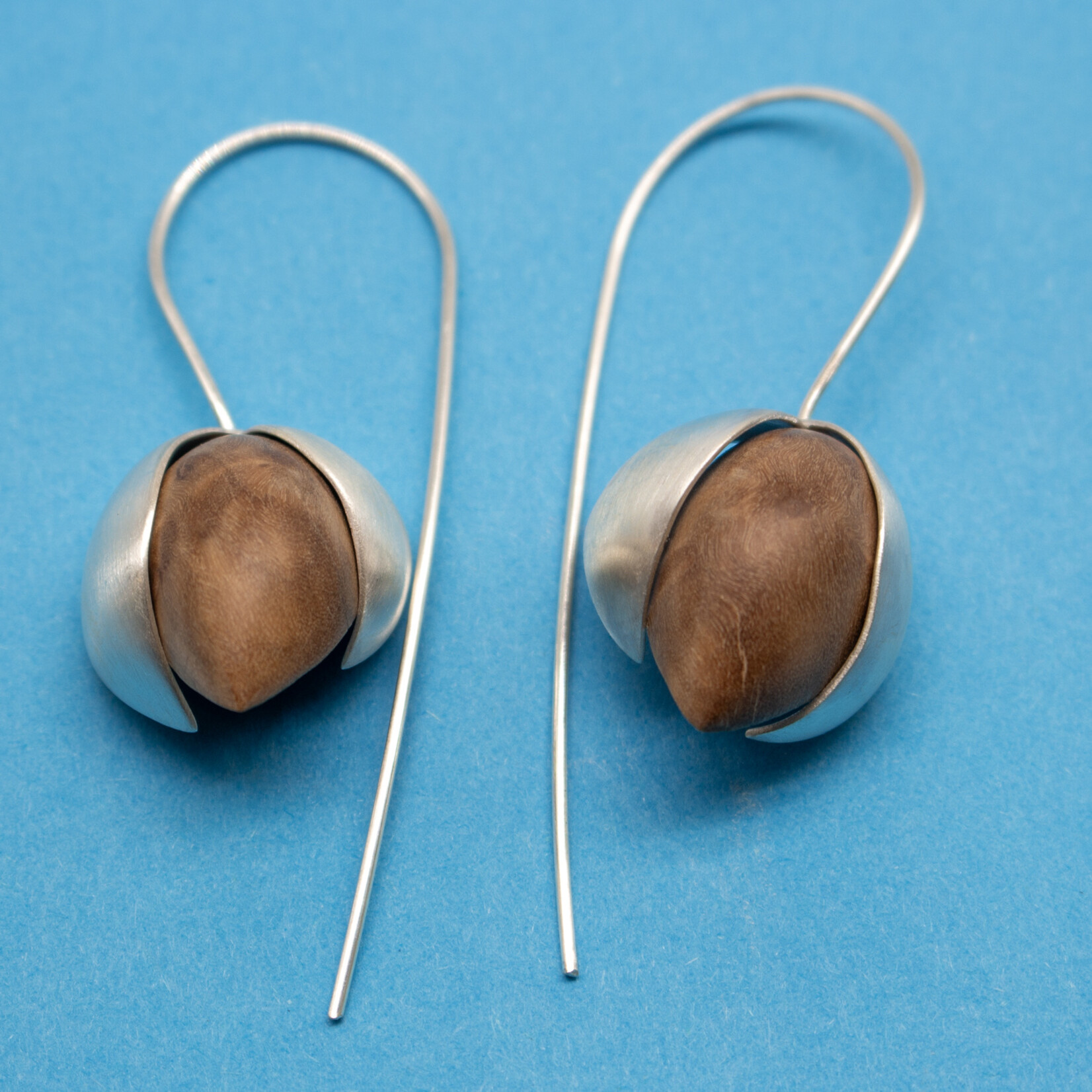 Handmade Earrings by Sarah Bourke –  Sterling Silver and Brown Mallee Bulbs
