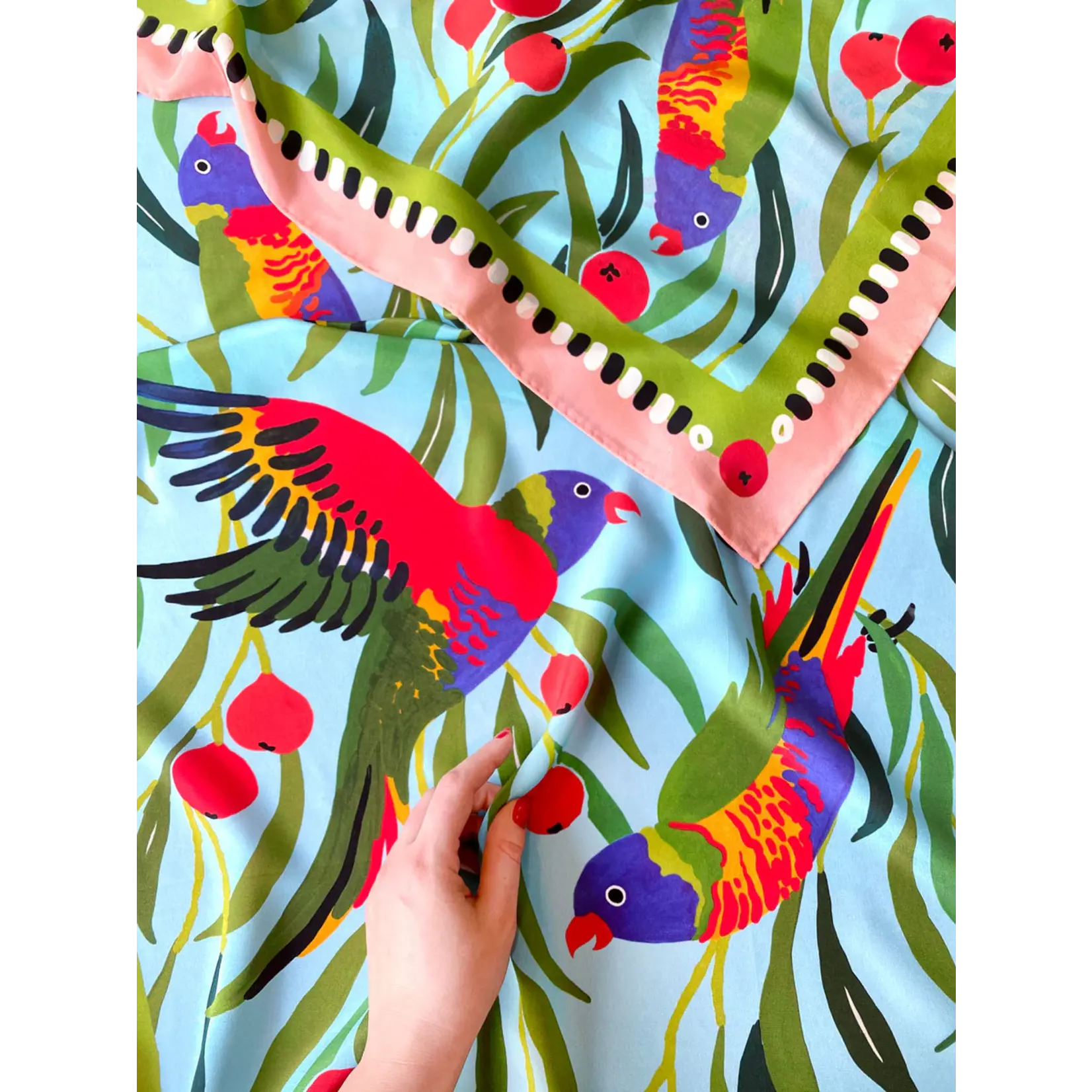 Julie White Silk Scarf - Lorikeet - 90 x 90cm