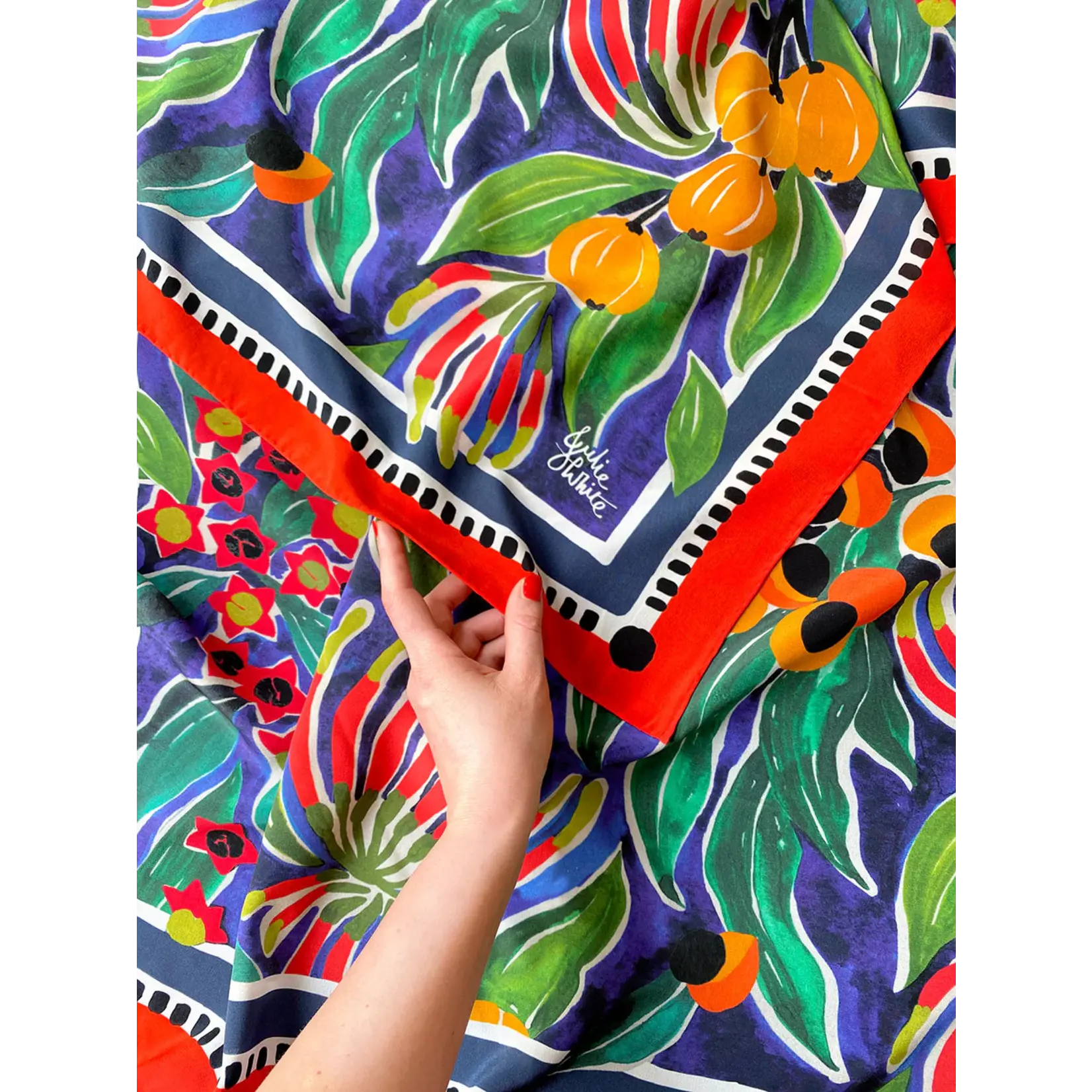 Julie White Silk Scarf - Rainforest - 90 x 90cm