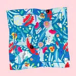 Julie White Silk Cotton Scarf - Abstract Oz Teal - 65 x 65cm