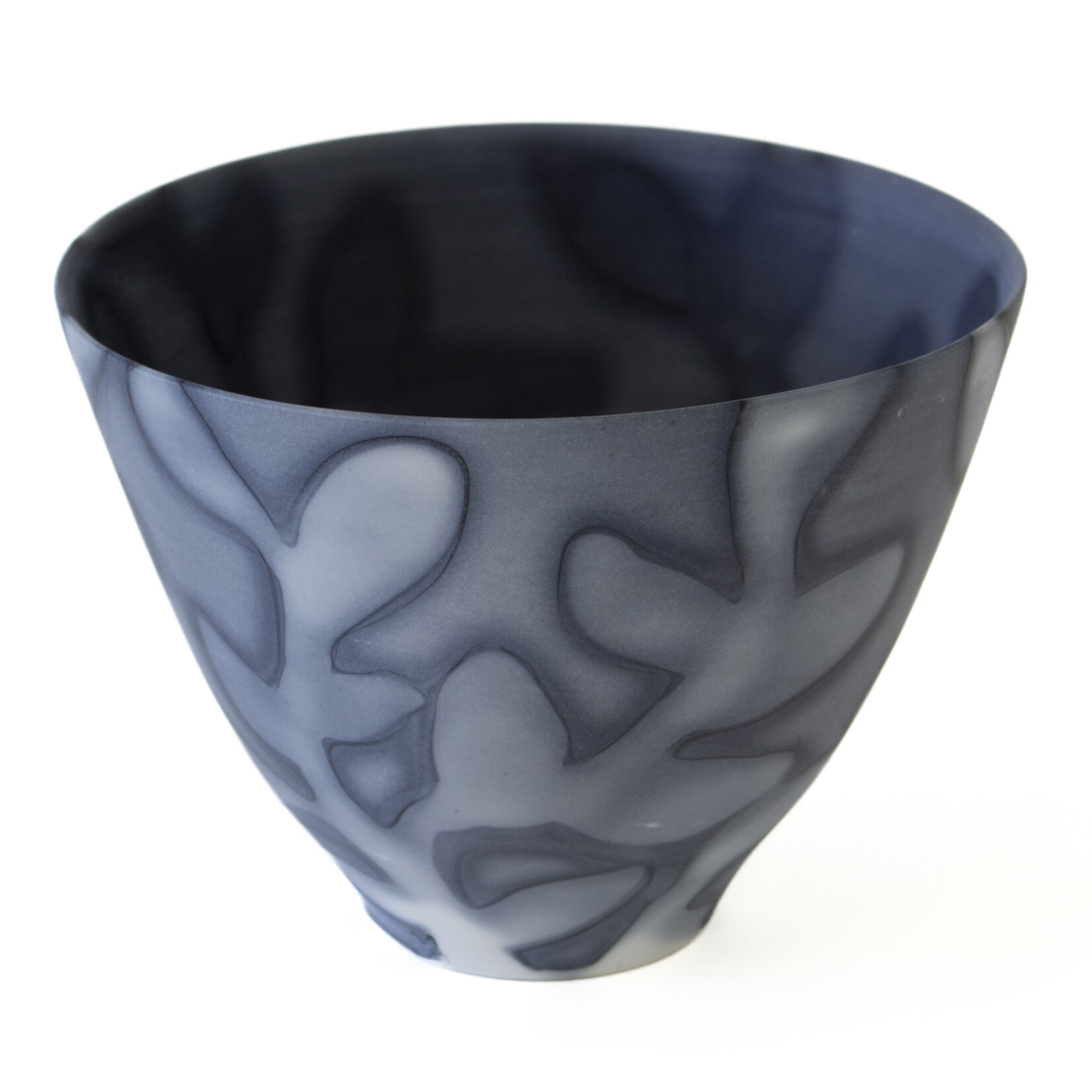 Mollie Bosworth, Medium Grey Bowl with Leaves | Porcelain