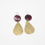 Handmade Earrings by Nicole Duyst Designs - Black Circle with Metal Teardrop