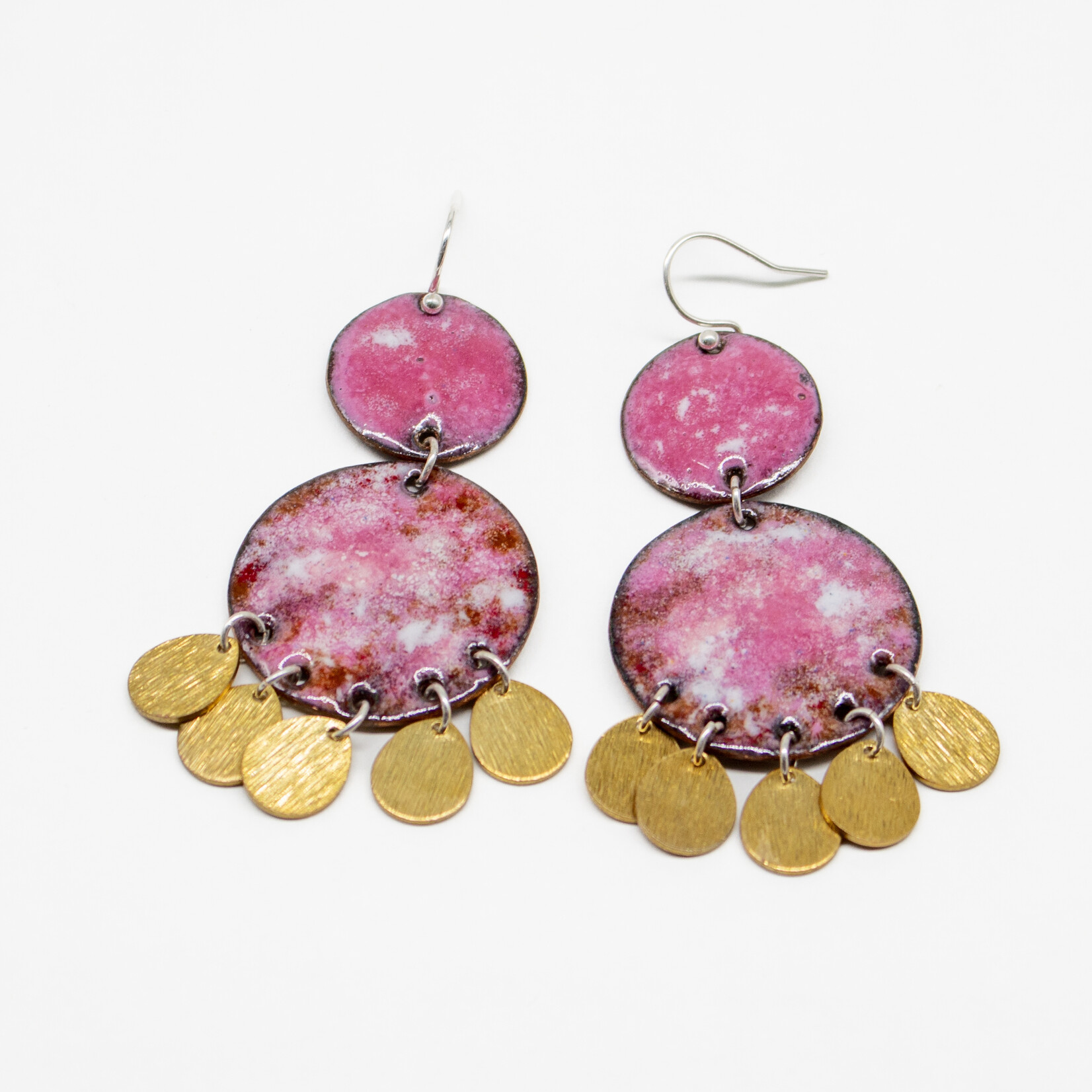 Handmade Earrings by Nicole Duyst Designs - Pink Double Drop with Charms