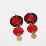 Handmade Earrings by Nicole Duyst Designs - Black and Red Double Drop with Charm