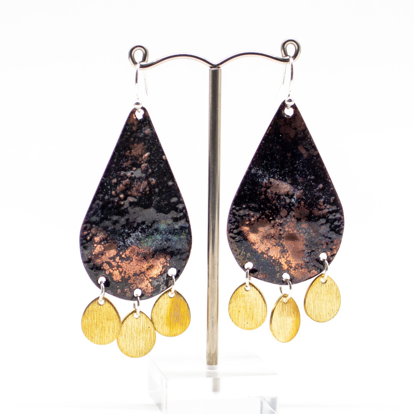 Handmade Earrings by Nicole Duyst Designs - Black Teardrops With Charms