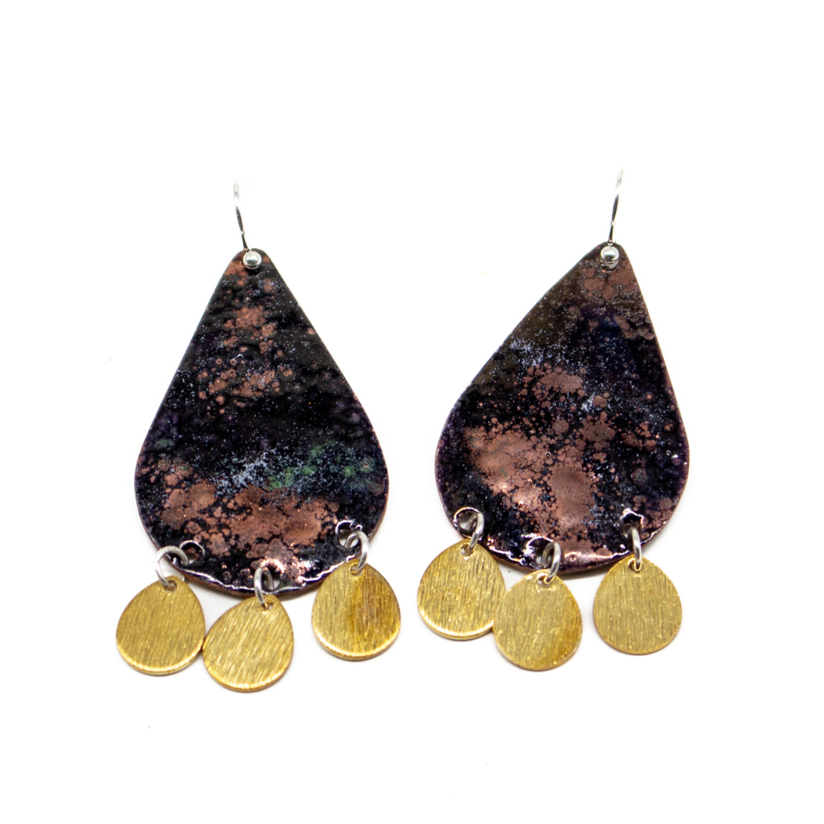 Handmade Earrings by Nicole Duyst Designs - Black Teardrops With Charms