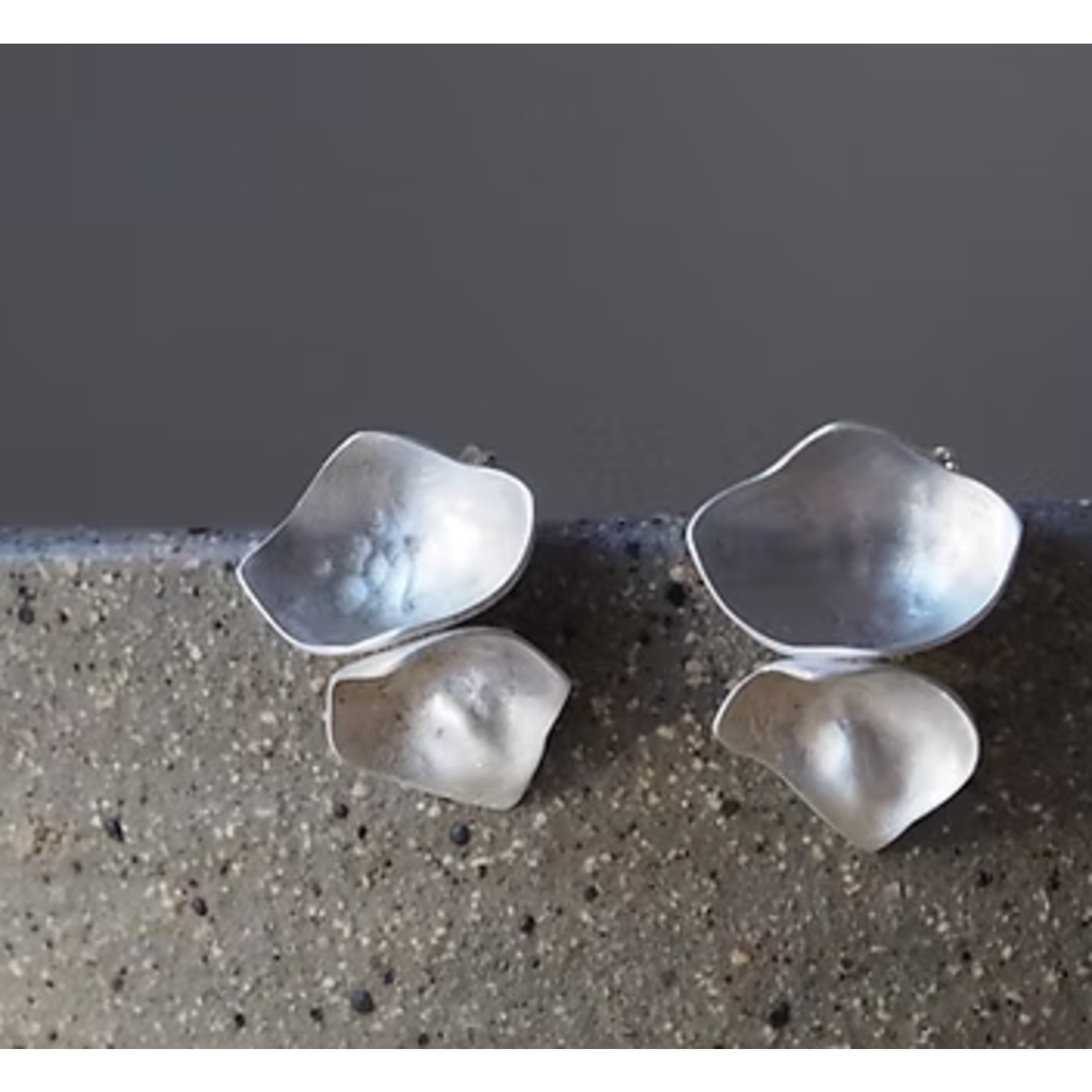 Handmade Earrings by Sarah Bourke – Satin Rockpool Sterling Silver Studs