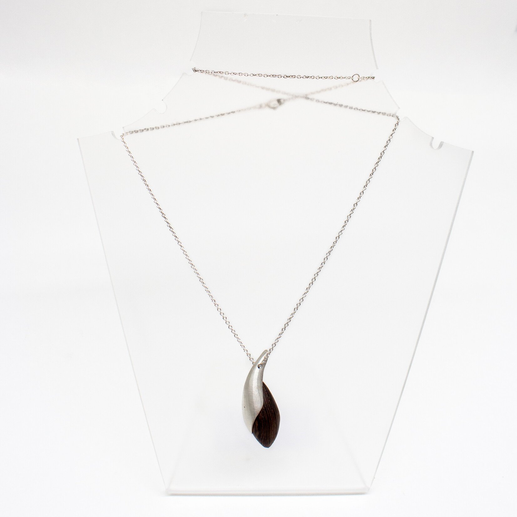 Handmade Necklace by Sarah Bourke - Sterling Silver and Wood Necklace