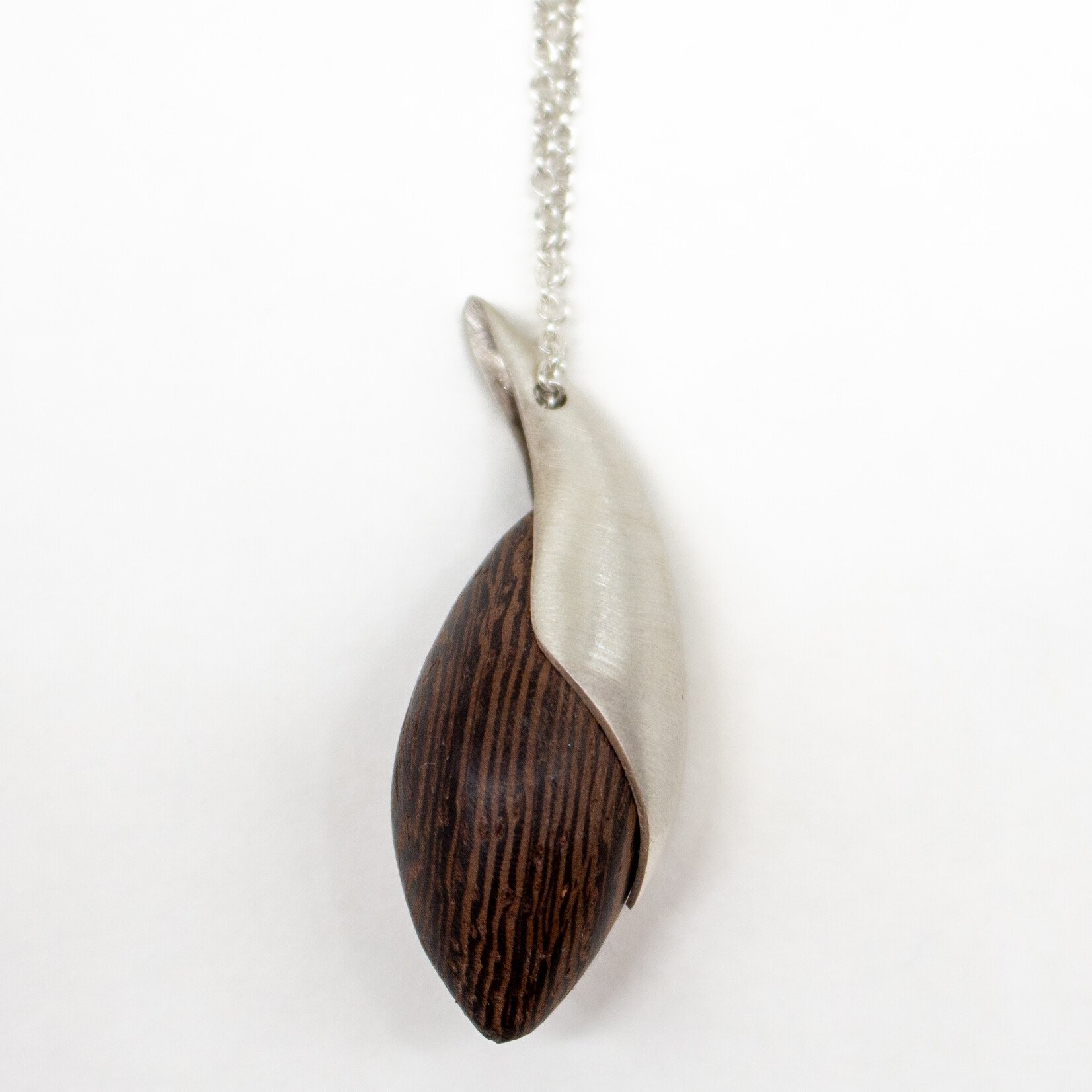 Handmade Necklace by Sarah Bourke - Sterling Silver and Wood Necklace