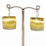 Handmade brass & silver pattina earrings by Kate Hunter Designs