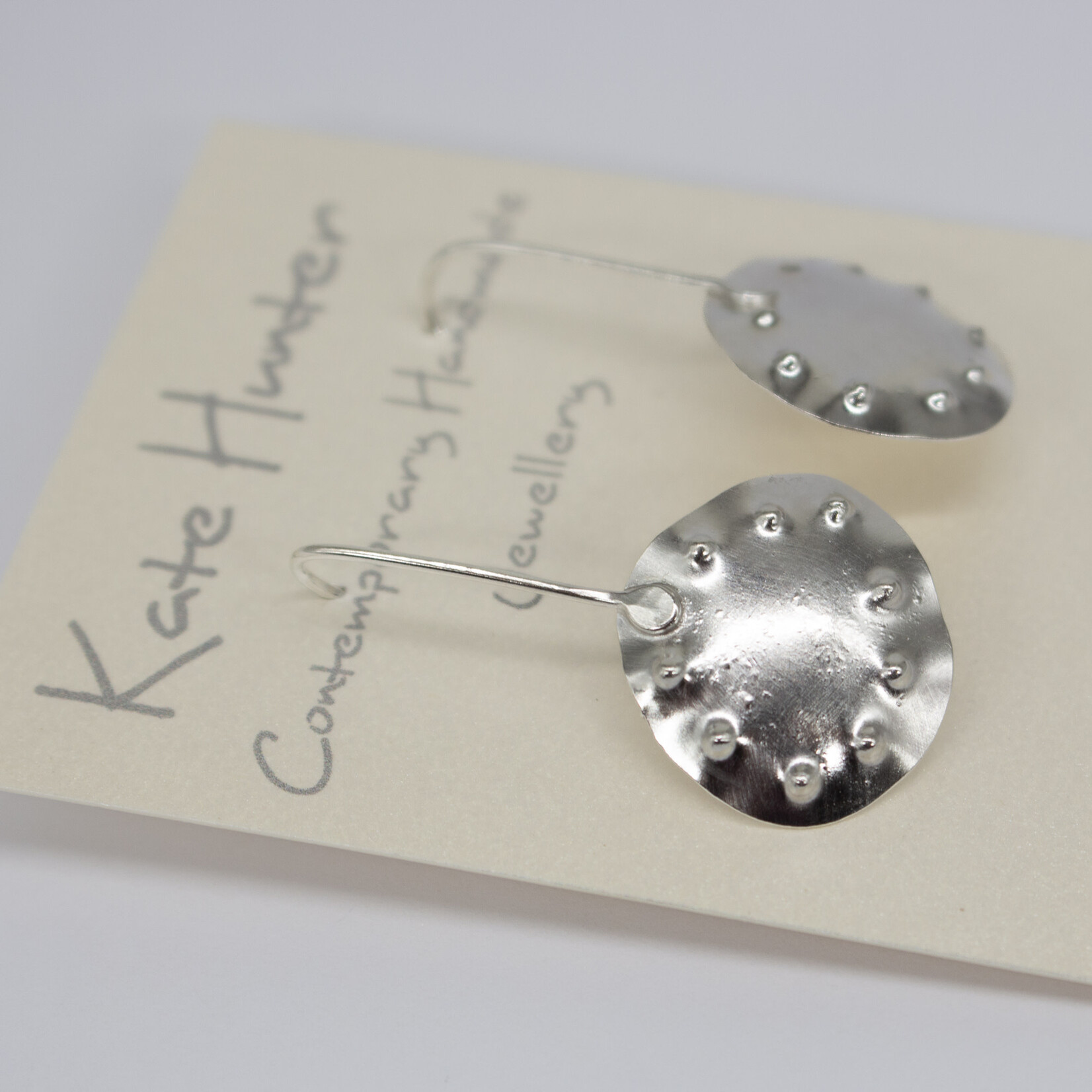 Handmade reclaimed silver earrings by Kate Hunter Designs