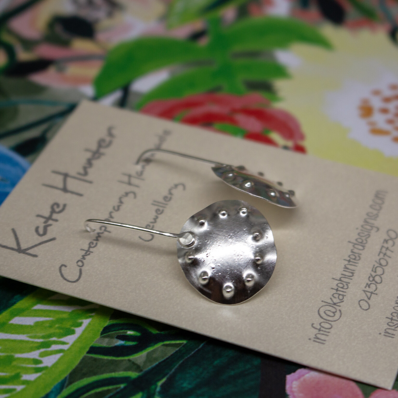 Handmade reclaimed silver earrings by Kate Hunter Designs