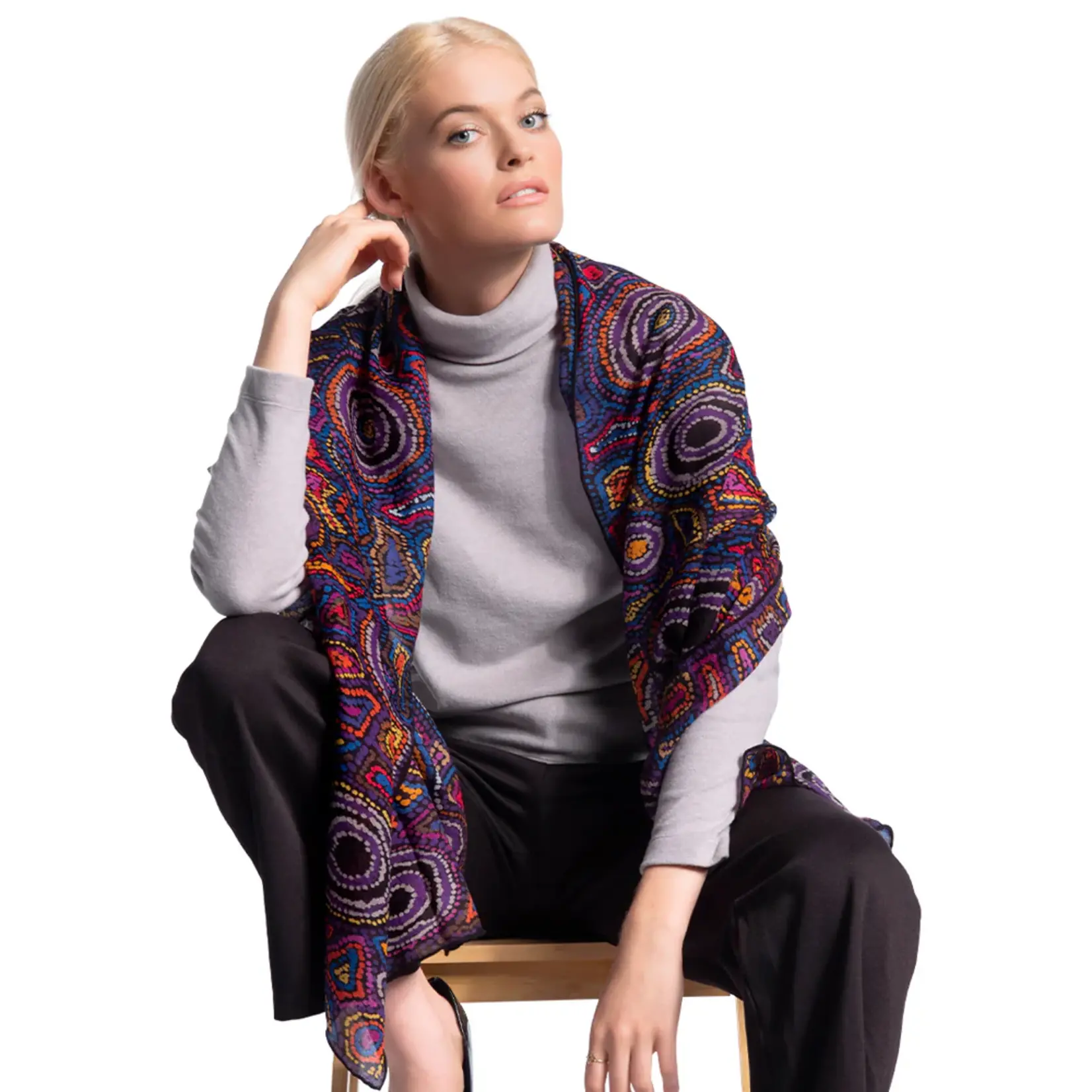 Mainie Merino Wool Scarf - Rock Pools