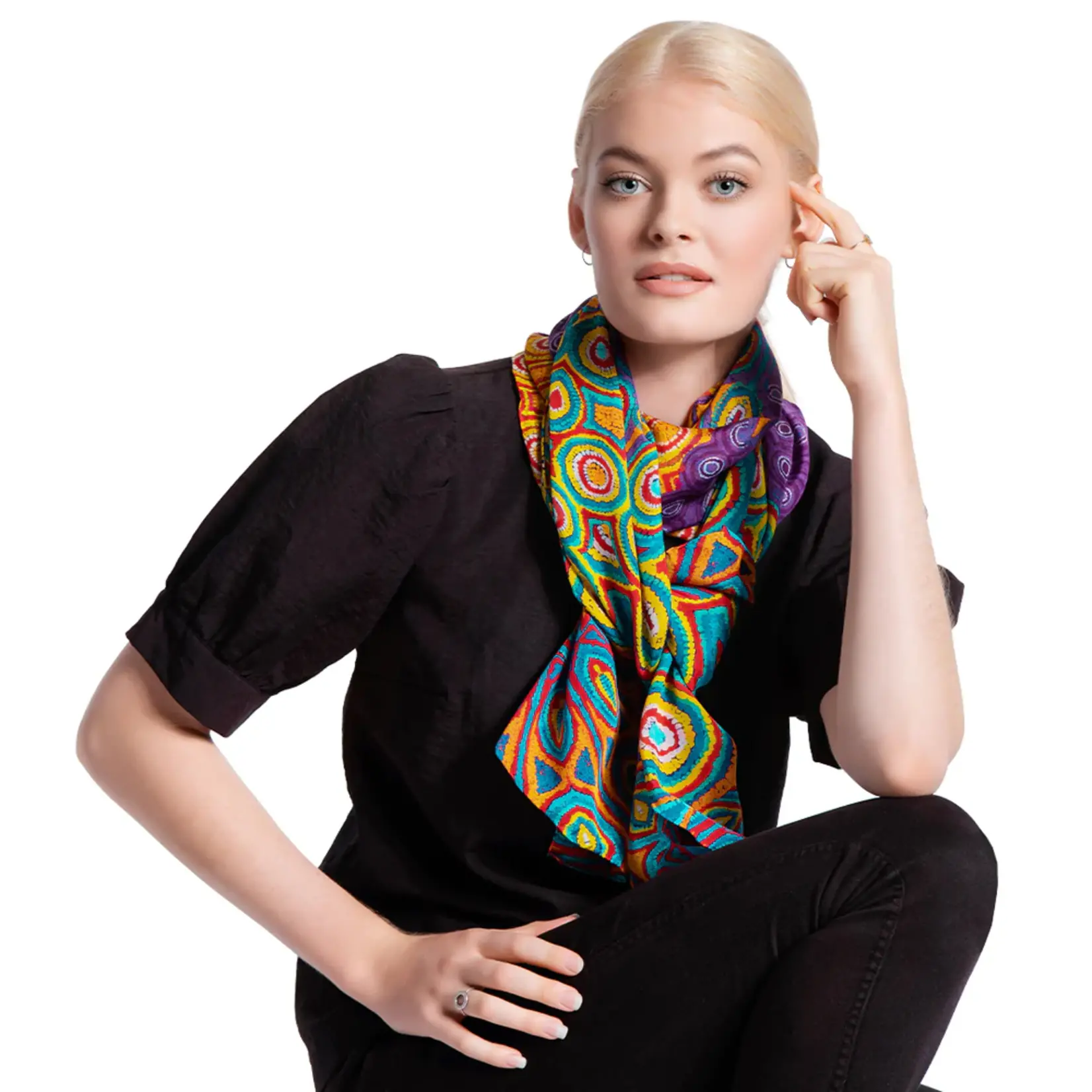 Mainie Silk Chiffon Scarf - Desert Rain