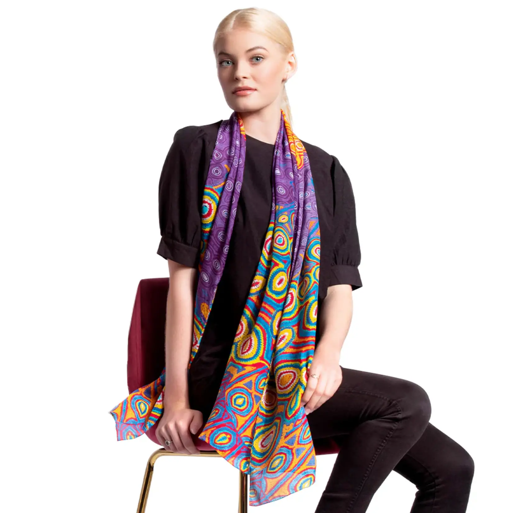 Mainie Silk Chiffon Scarf - Desert Rain