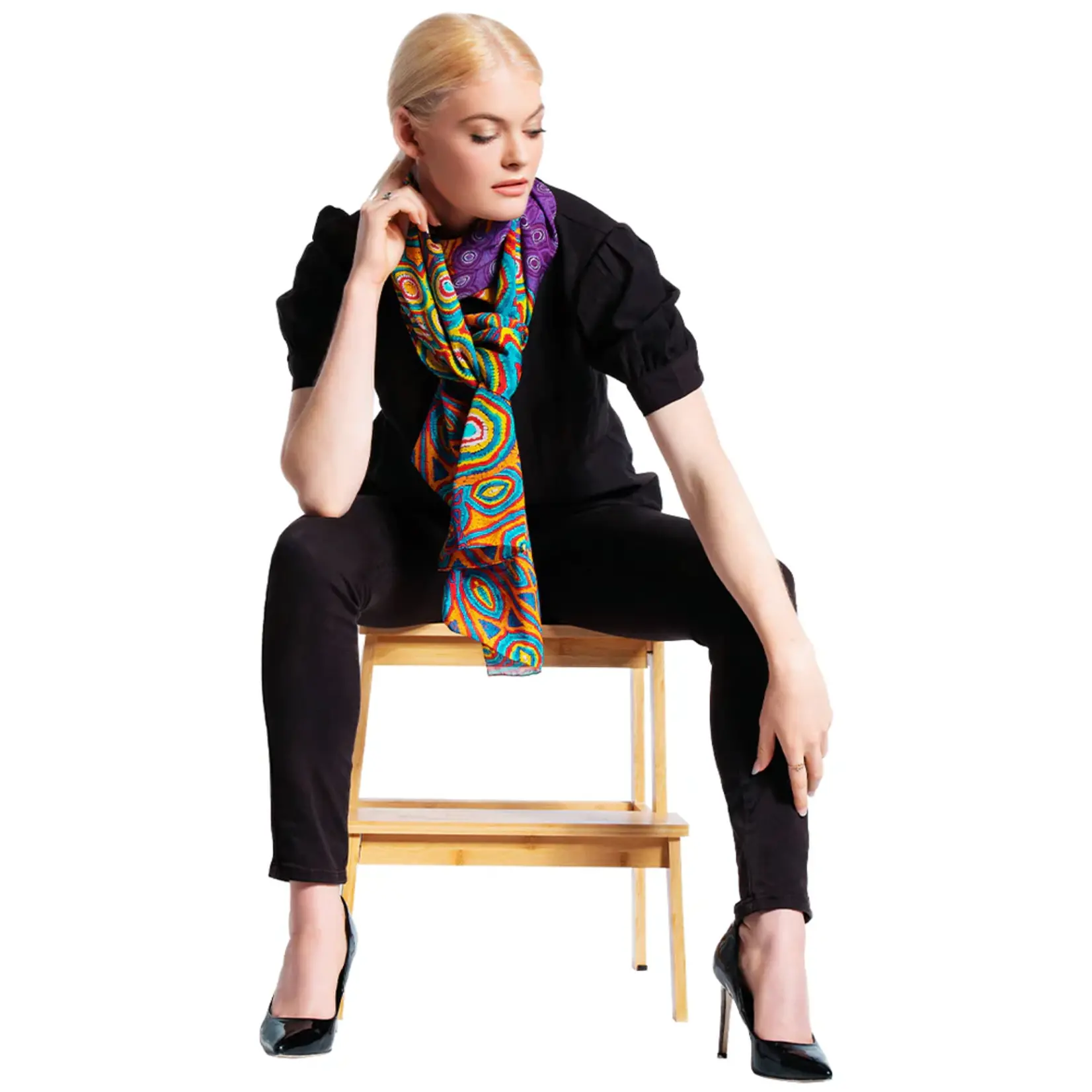 Mainie Silk Chiffon Scarf - Desert Rain