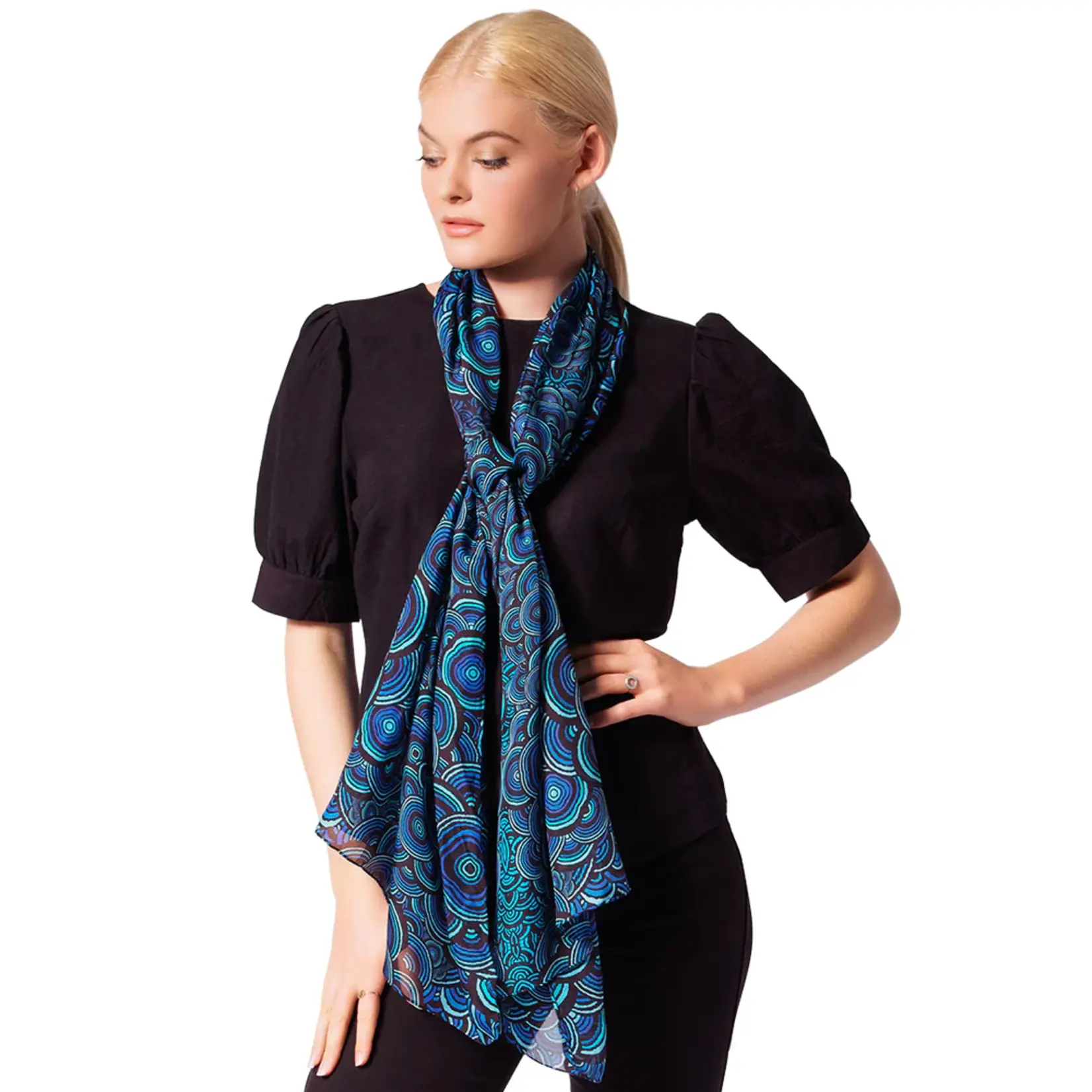 Mainie Silk Chiffon Scarf - Storm Cloud