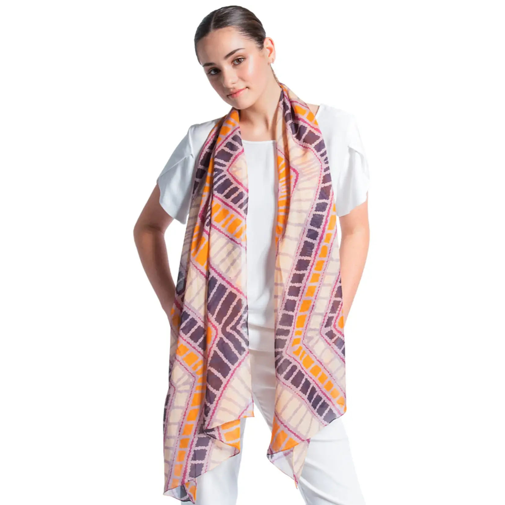 Mainie Silk Chiffon Scarf - Desert Country