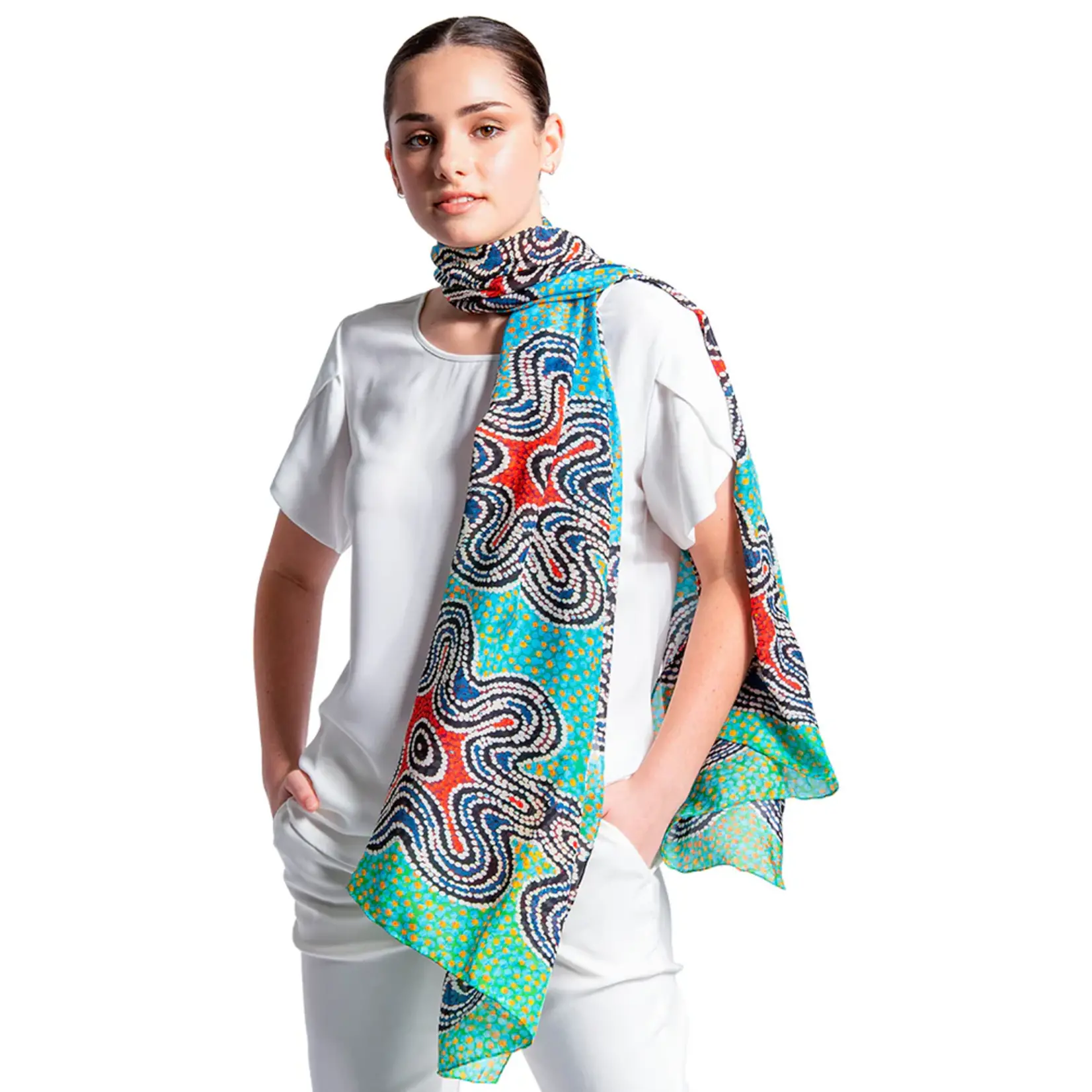 Mainie Silk Chiffon Scarf - Medicine Tree