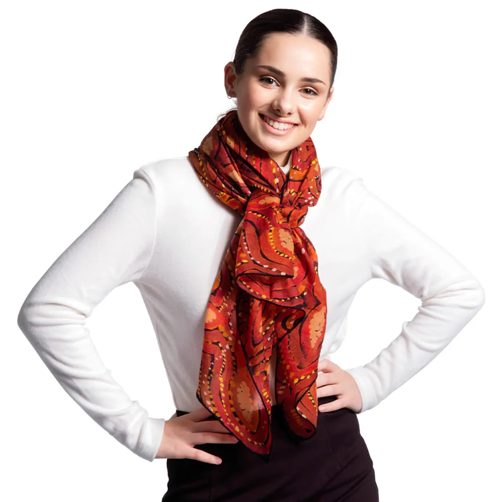 Mainie Merino Wool Scarf - Red Earth