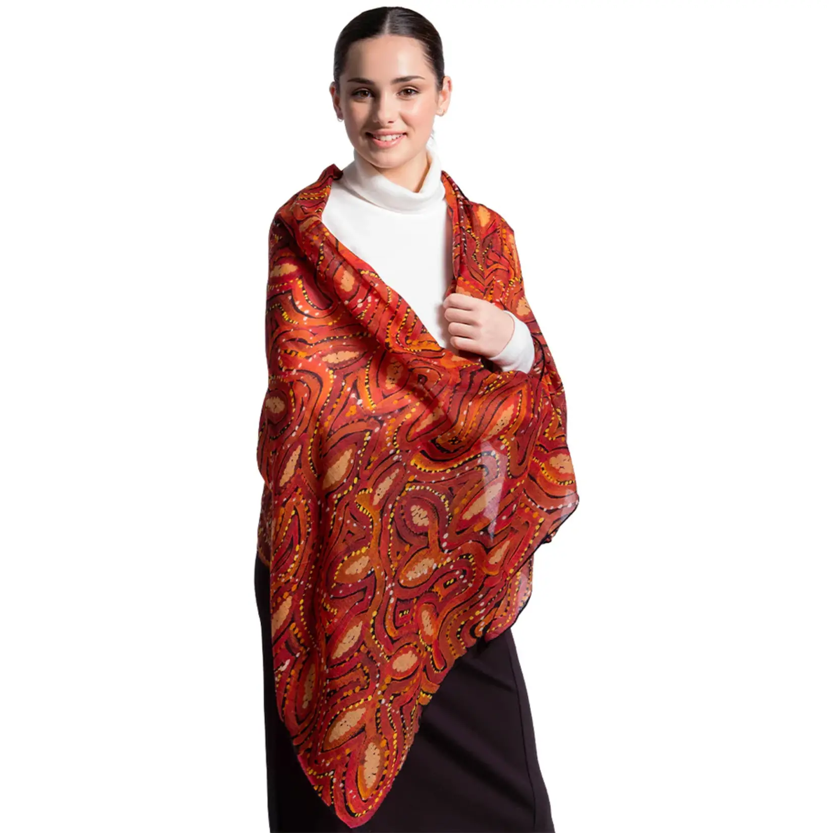 Mainie Merino Wool Scarf - Red Earth