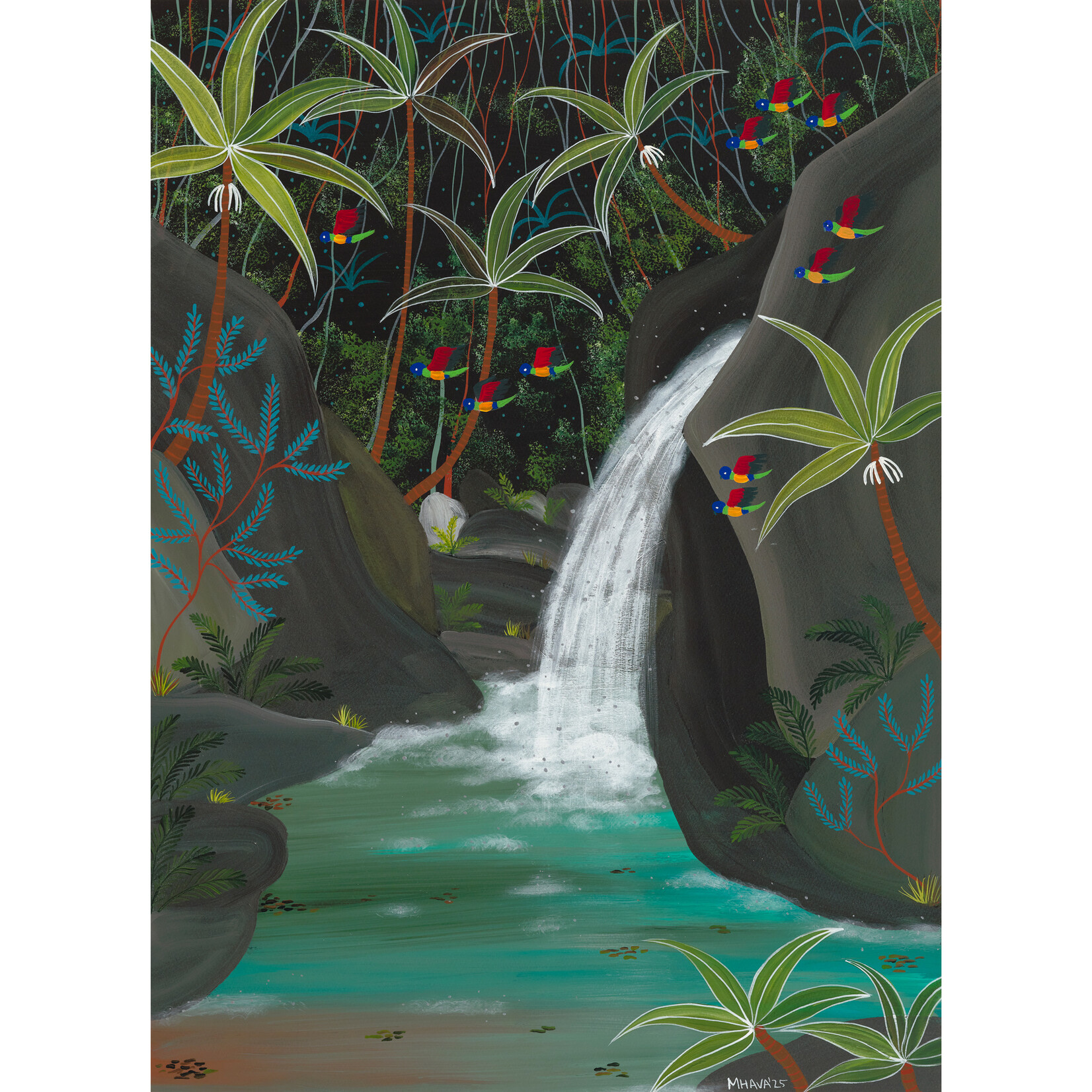 Melanie Hava, Lorikeet Rush  2025 | Open Edition Print