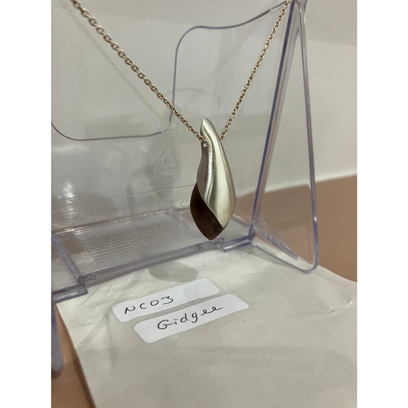 Handmade Necklace by Sarah Bourke - Sterling Silver and Wood Necklace