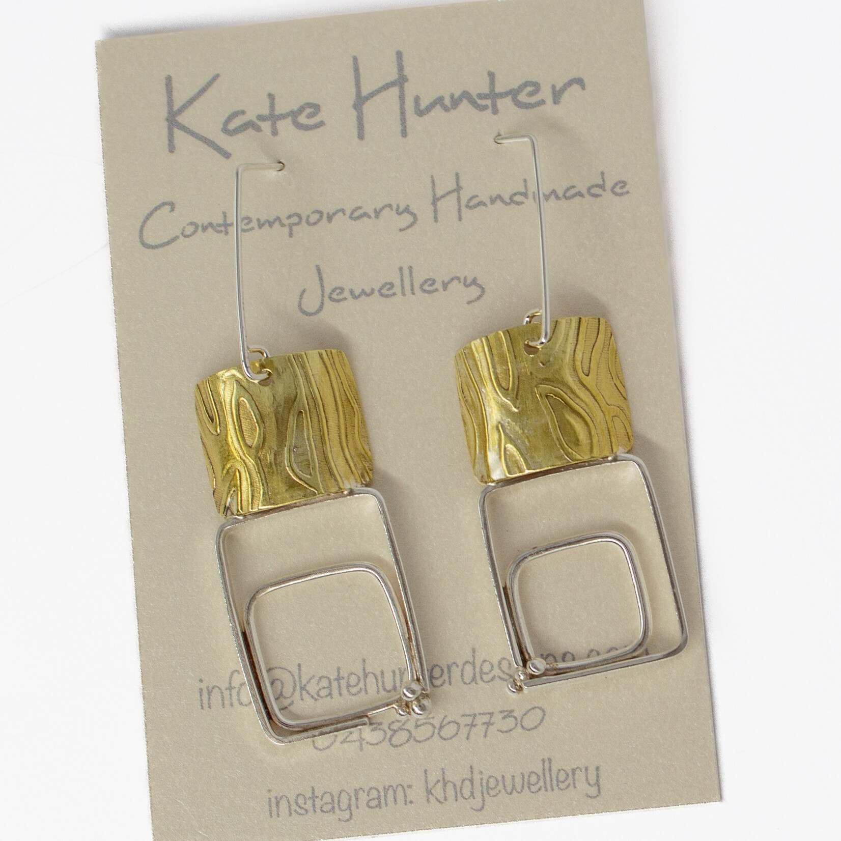 Handmade Silver & Brass Earrings by Kate Hunter Designs