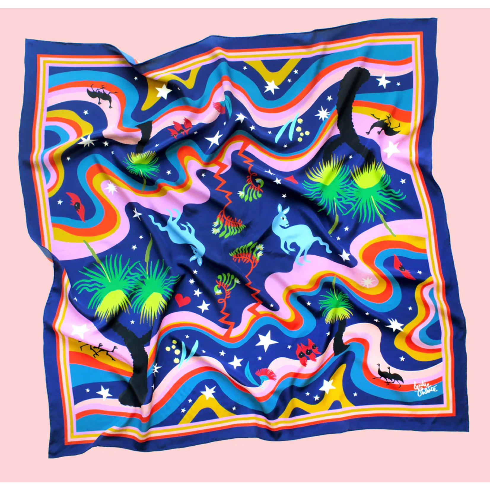 Julie White Silk Scarf, Astral Nights - 90 x 90cm