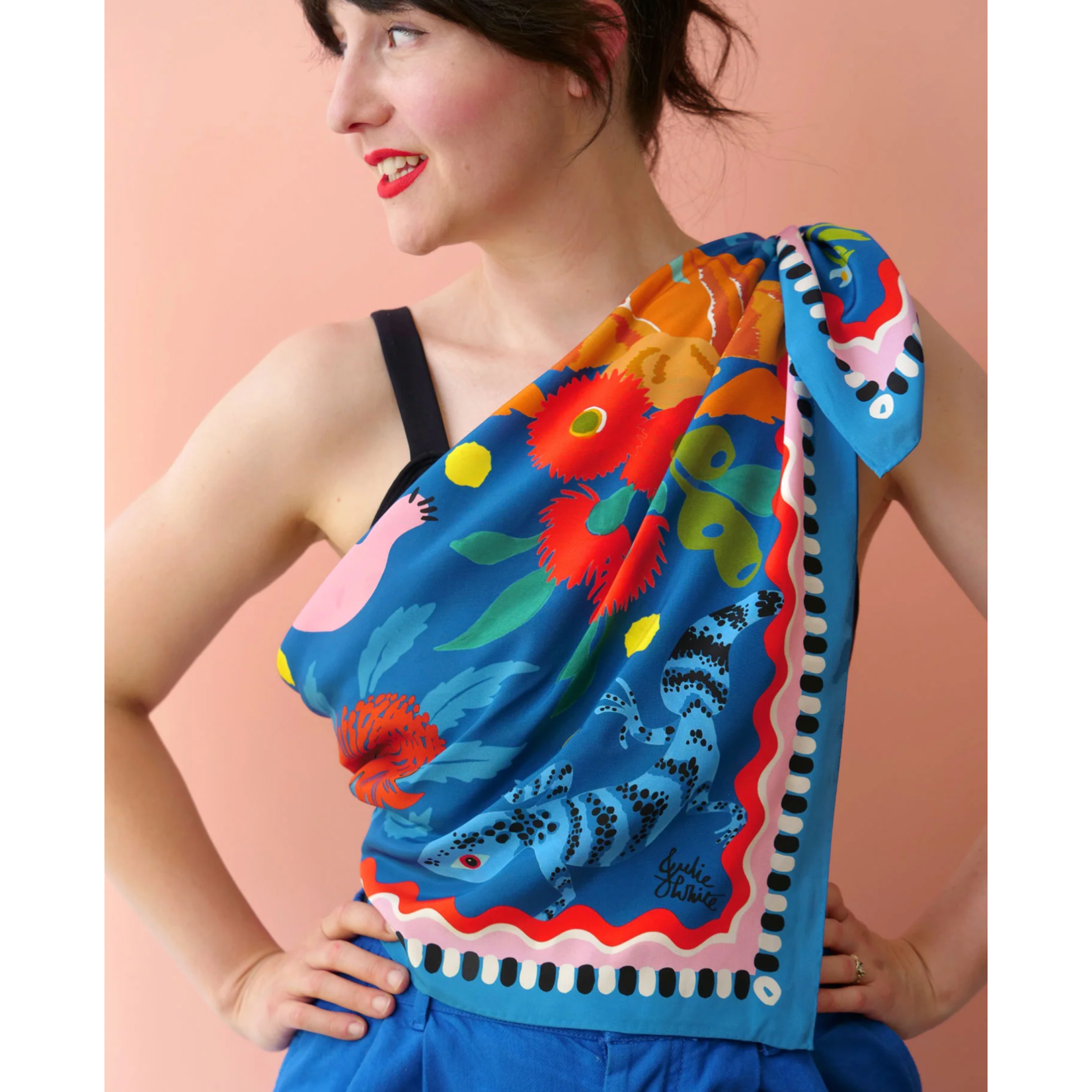 Julie White Silk Scarf, Rainbow Oz - 90 x 90cm
