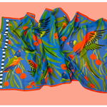 Julie White Silk Scarf, Lorikeet Blue - 65 x 200cm