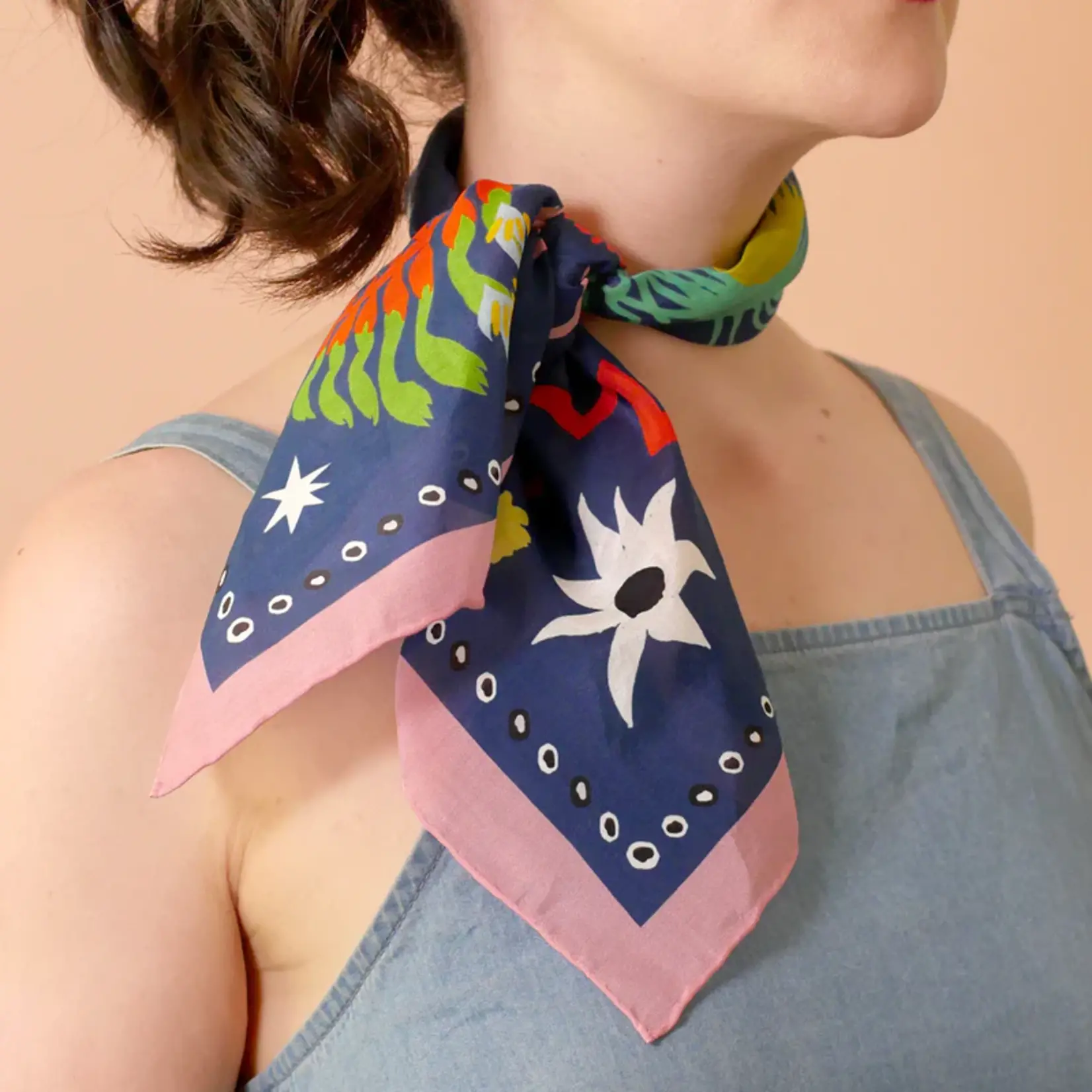 Julie White Silk & Cotton Scarf, Bush Jamboree - 65 x 65cm