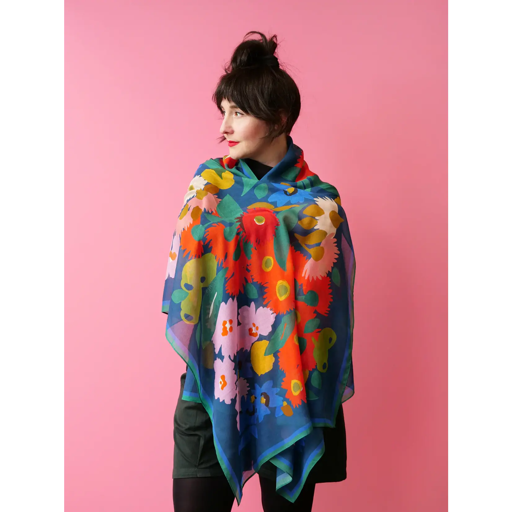 Scarf, Bush Bloom Blue, 65x200cm, Silk/Modal - Julie White