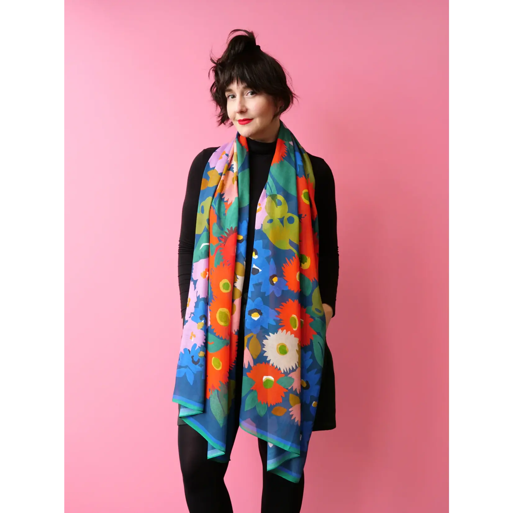Scarf, Bush Bloom Blue, 65x200cm, Silk/Modal - Julie White