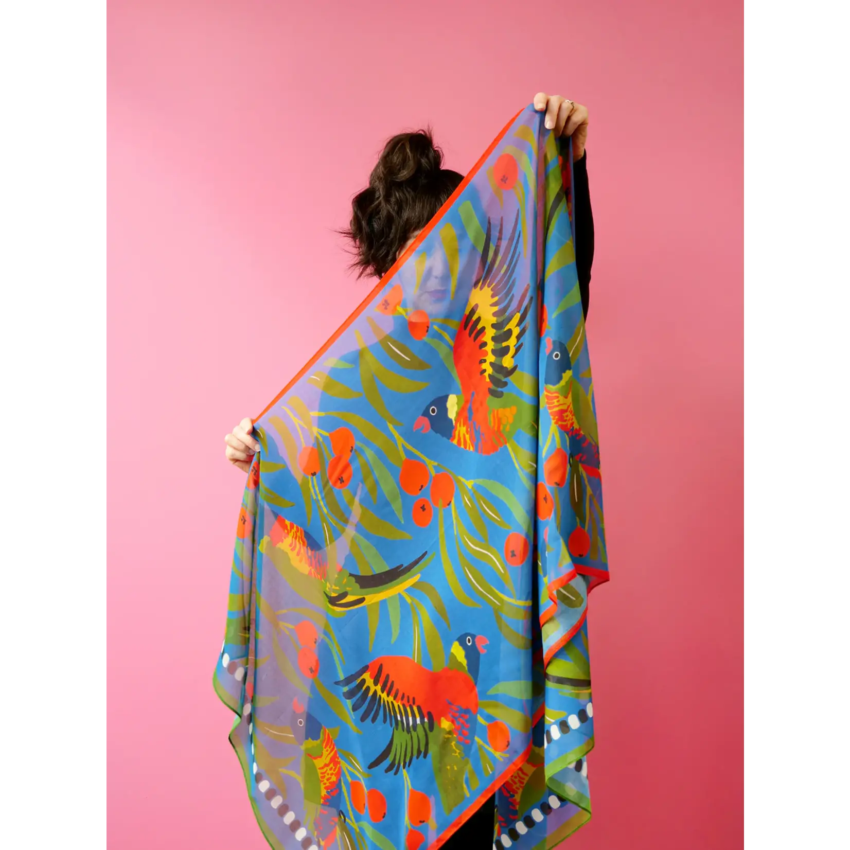 Julie White Silk Scarf, Lorikeet Blue - 65 x 200cm
