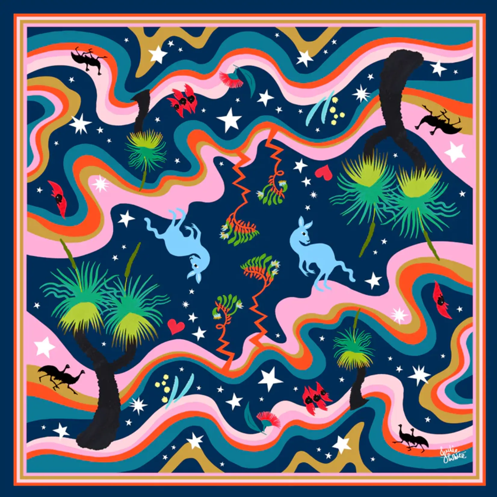 Julie White Silk Scarf, Astral Nights - 90 x 90cm