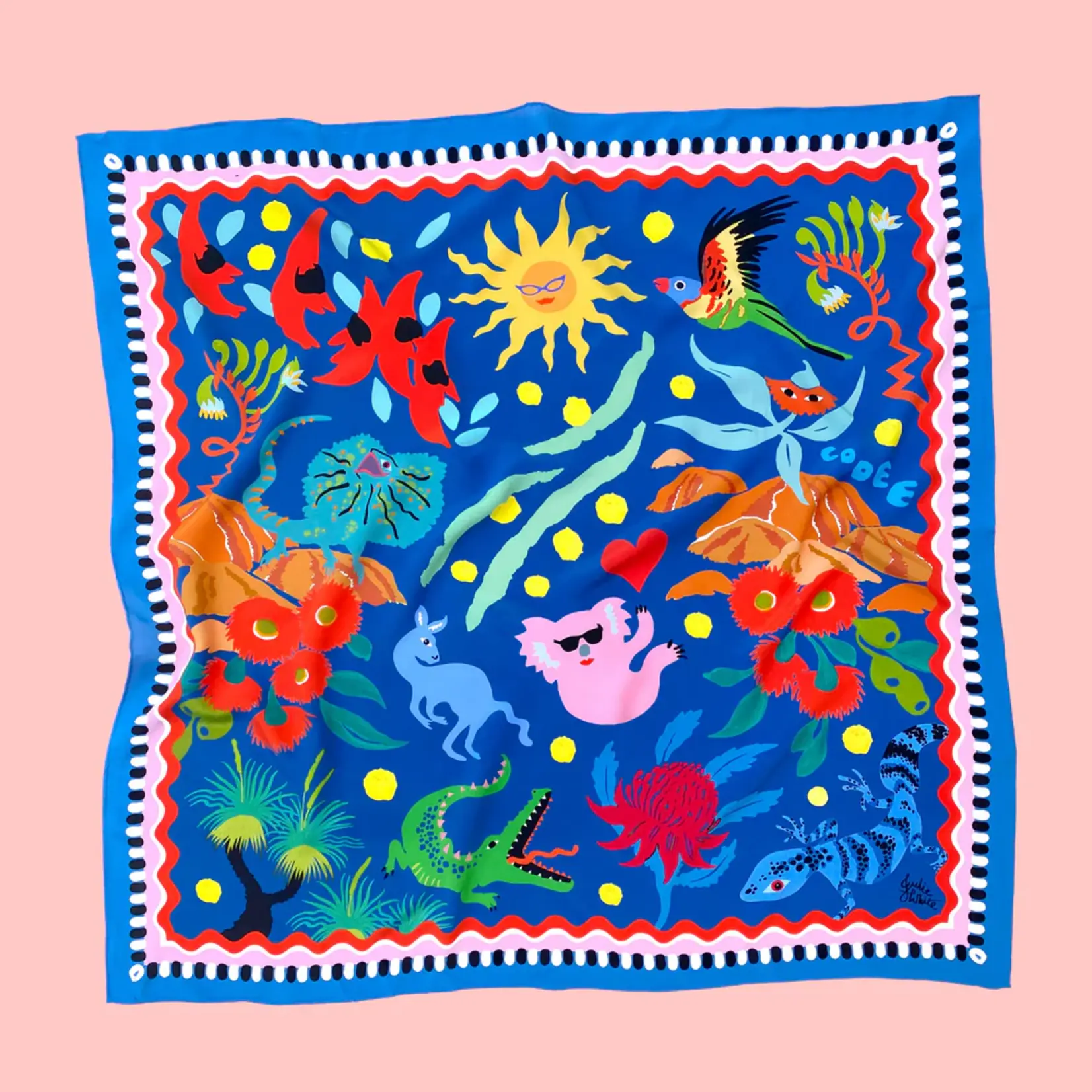 Julie White Silk Scarf, Rainbow Oz - 90 x 90cm