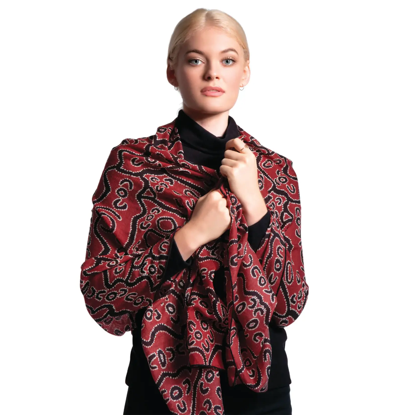 Mainie Marino Wool Scarf - Red Bark Trees