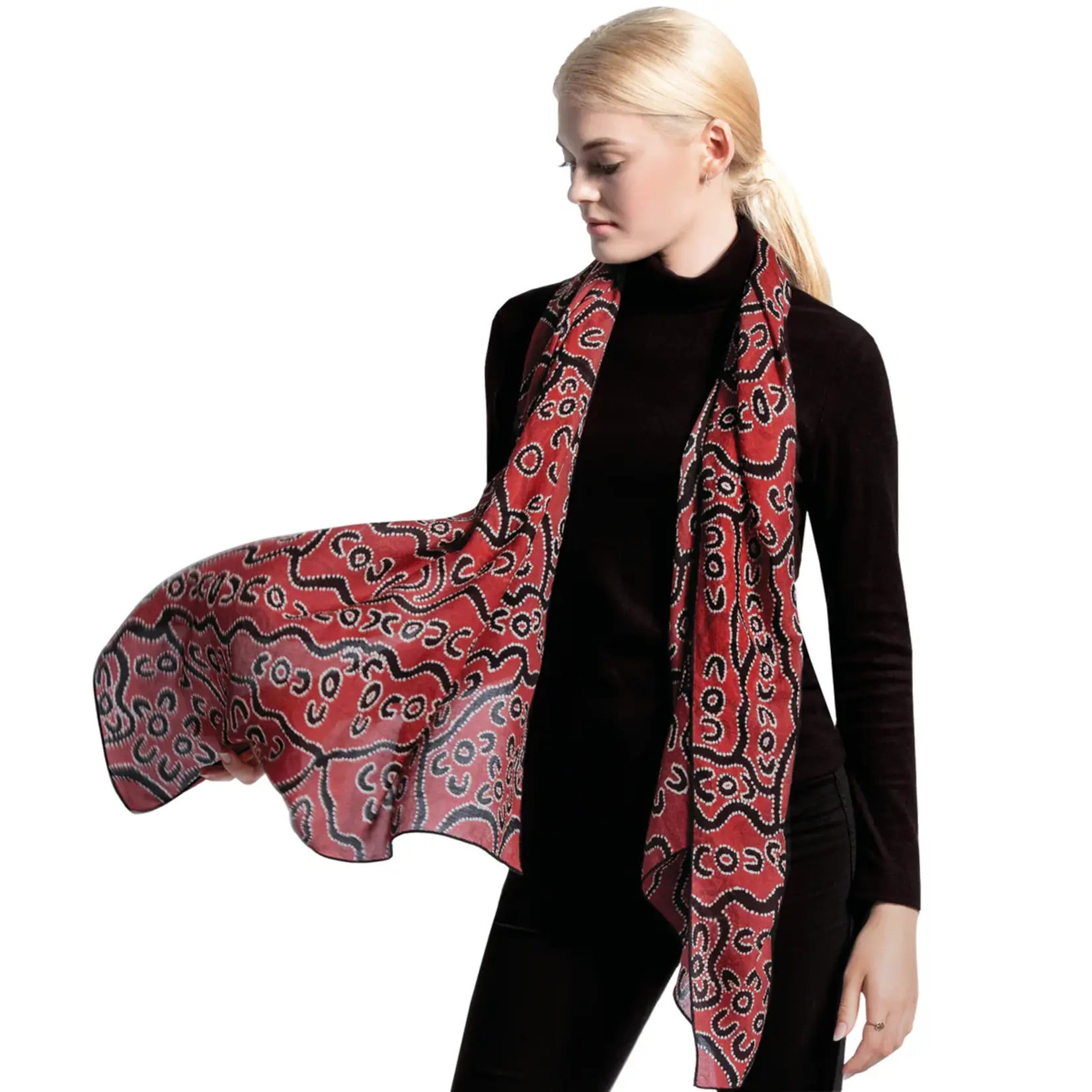 Mainie Marino Wool Scarf - Red Bark Trees
