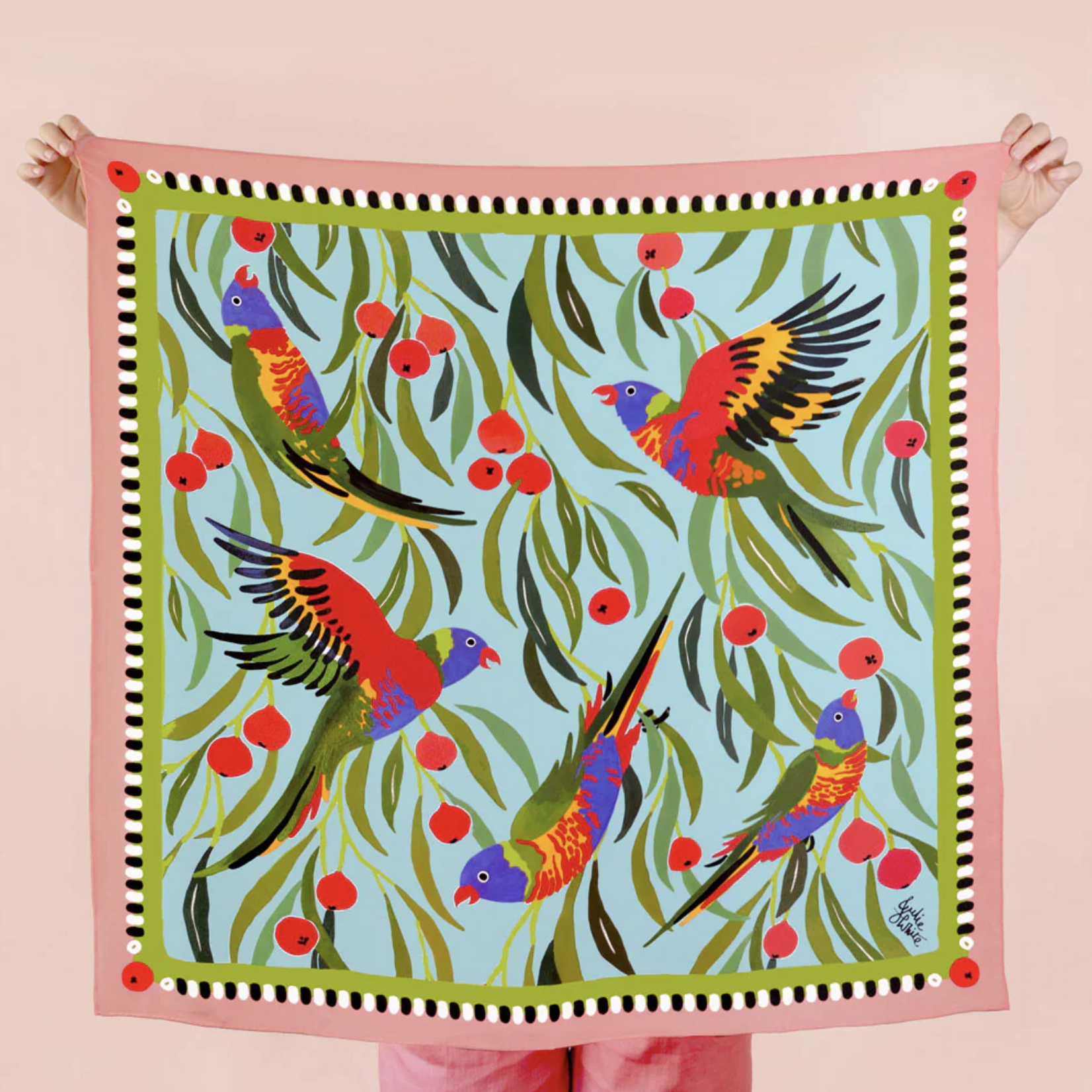 Julie White Silk Scarf - Lorikeet - 90 x 90cm