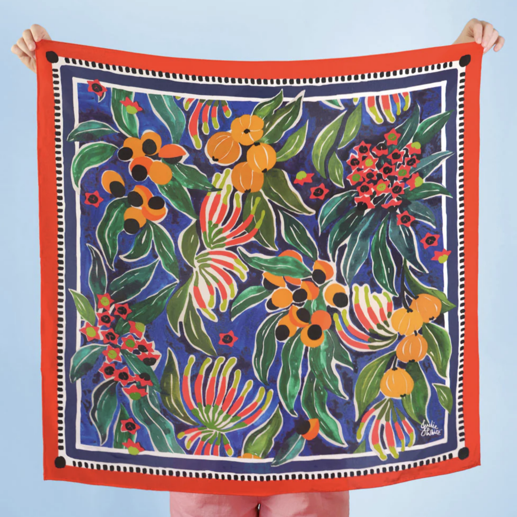 Julie White Silk Scarf - Rainforest - 90 x 90cm