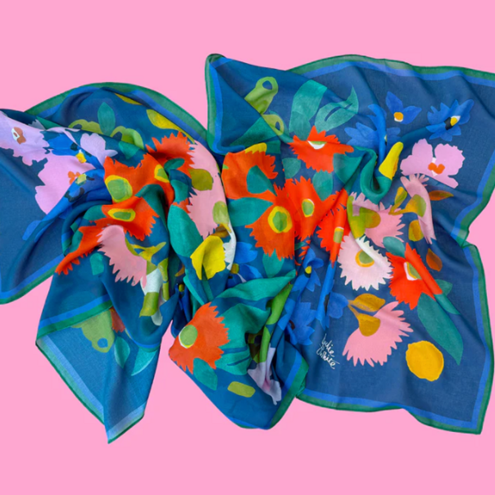 Scarf, Bush Bloom Blue, 65x200cm, Silk/Modal - Julie White