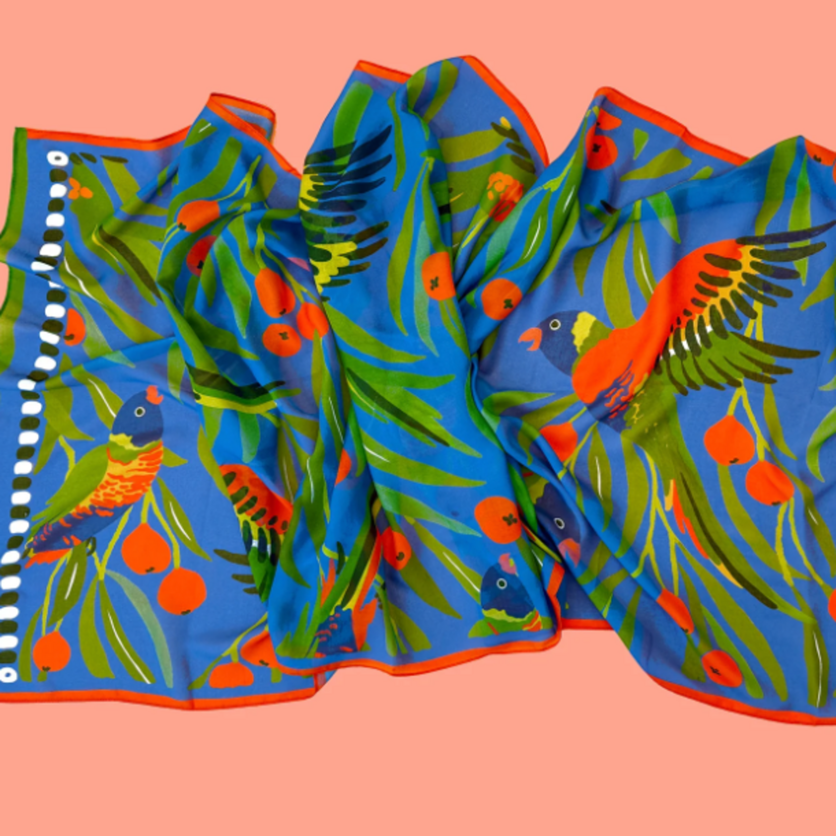 Julie White Silk Scarf, Lorikeet Blue - 65 x 200cm