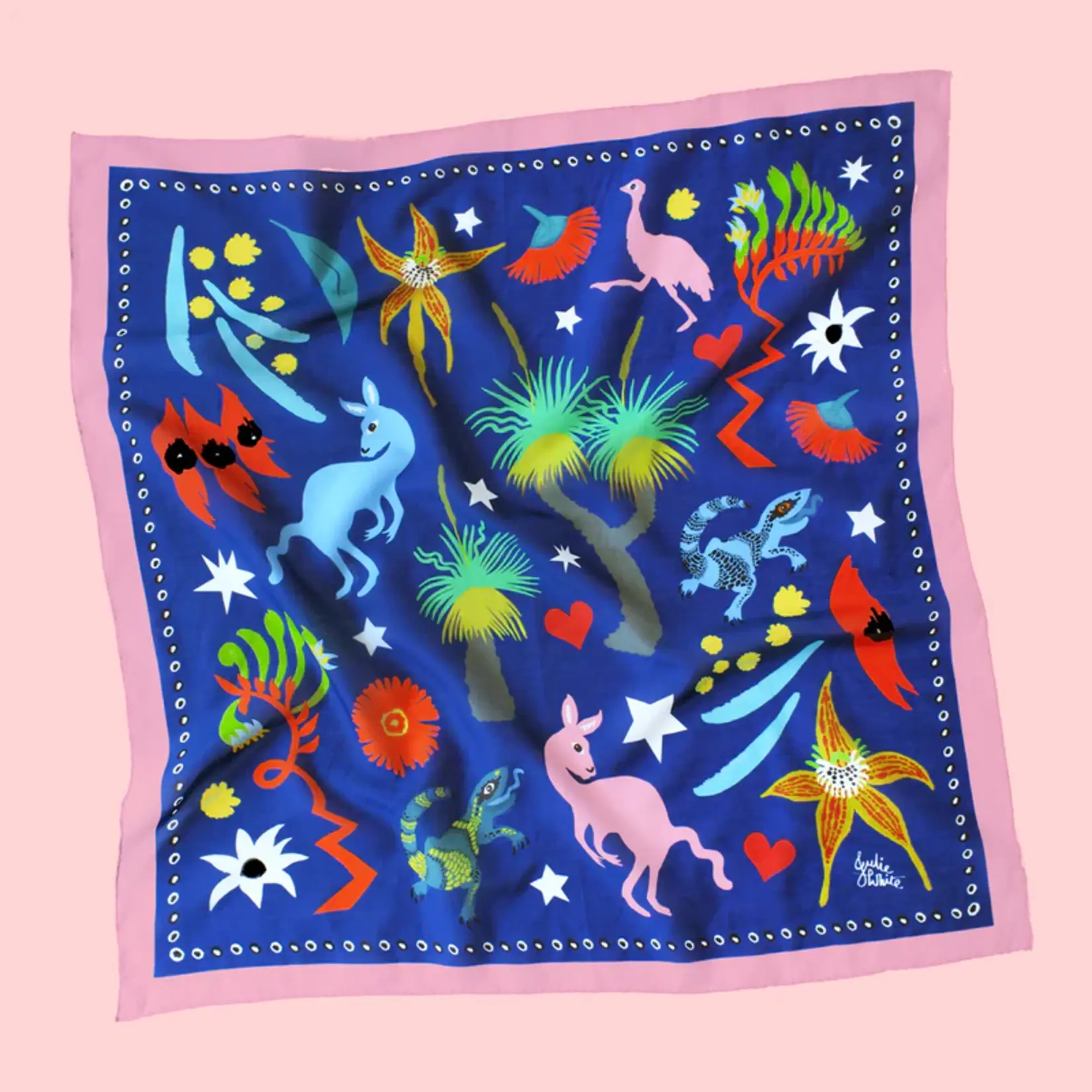 Julie White Silk & Cotton Scarf, Bush Jamboree - 65 x 65cm